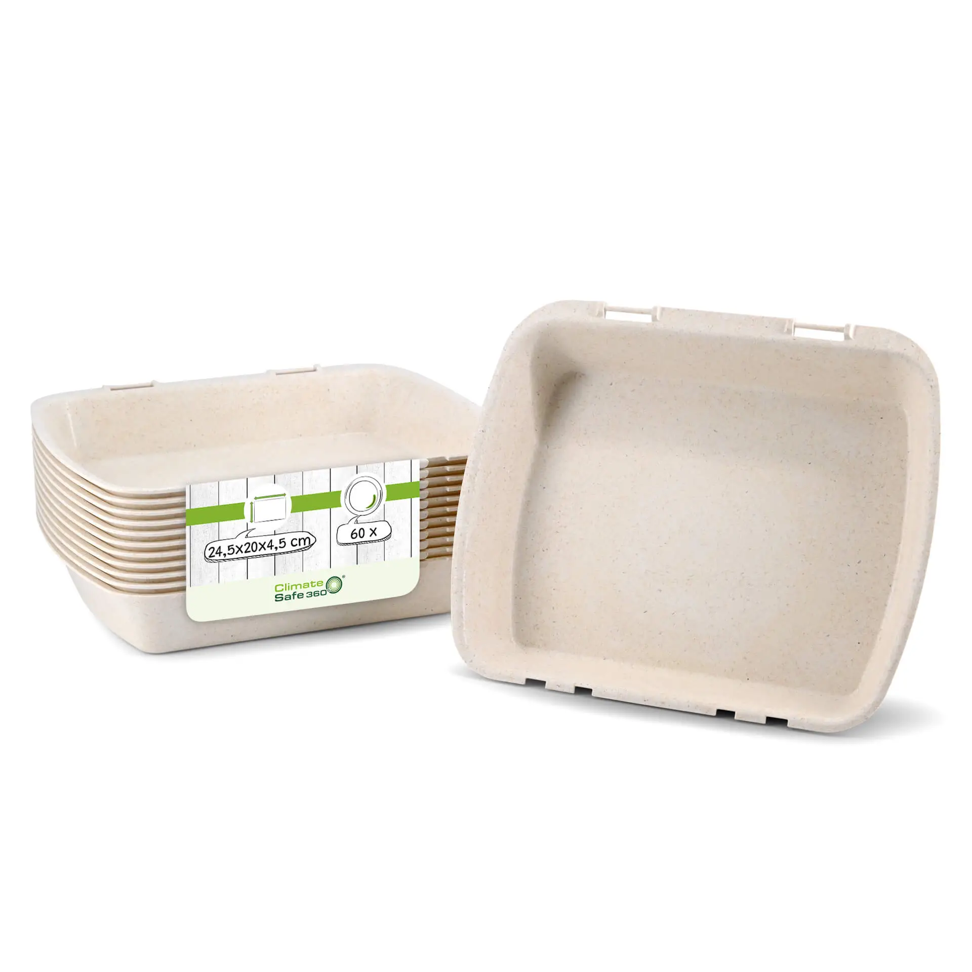 | 2 FÜR 1 | Mehrweg Menübehälter "merways-Box" 24,5 x 20 x 4,5 cm, HP4, Cashew / creme-weiss