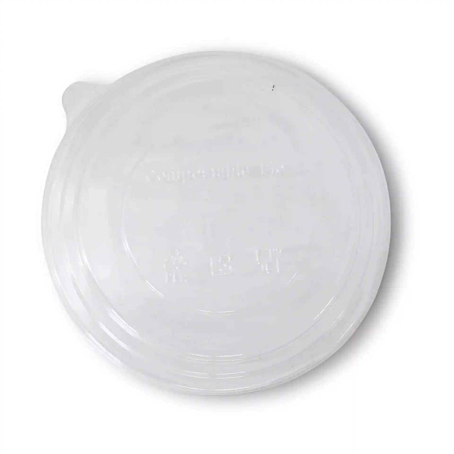 Coperchio in PLA trasparente con un diametro di 150 mm e un'altezza di 20 mm.