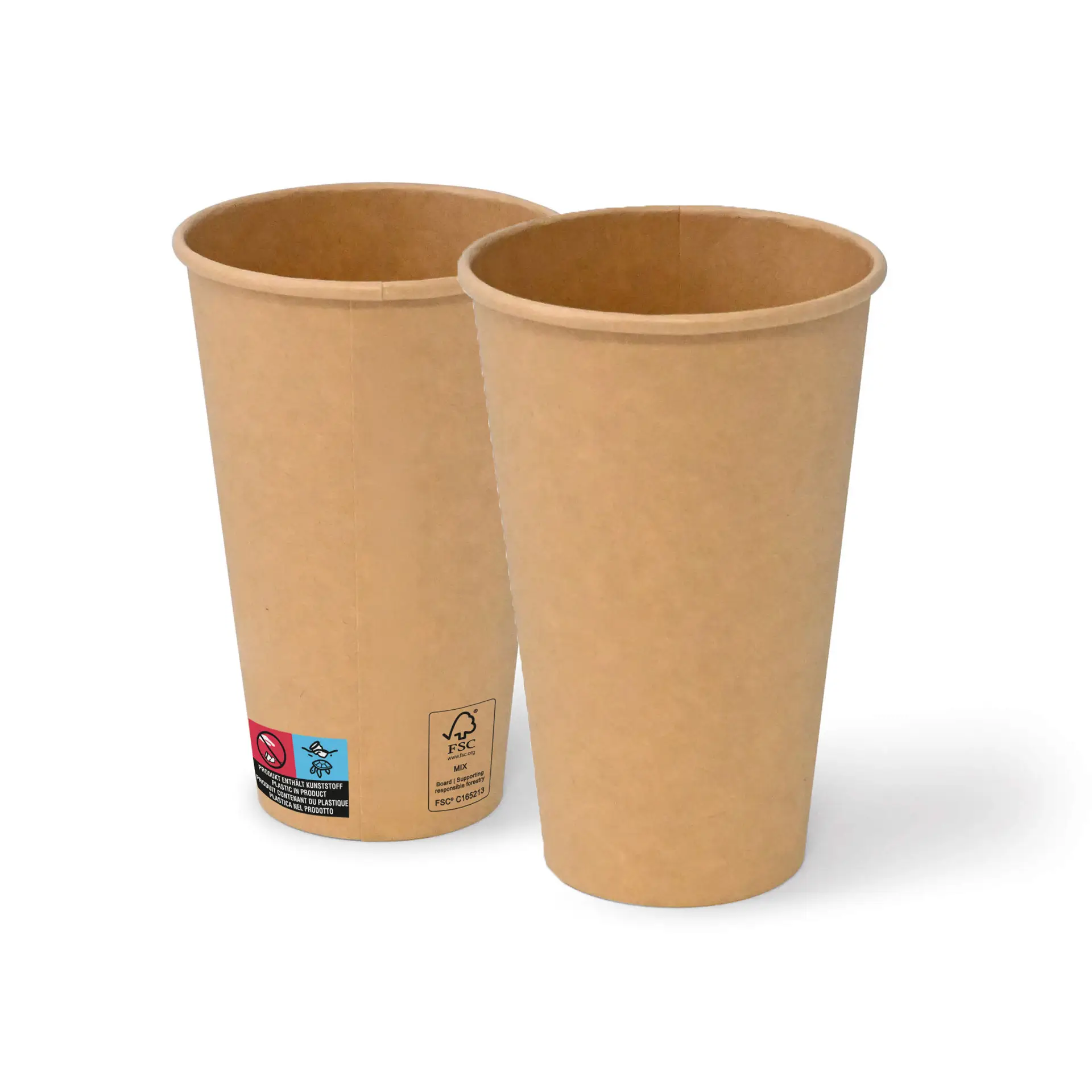 Pappbecher (beschichtet) 400 ml / 16 oz, Ø 90 mm, braun