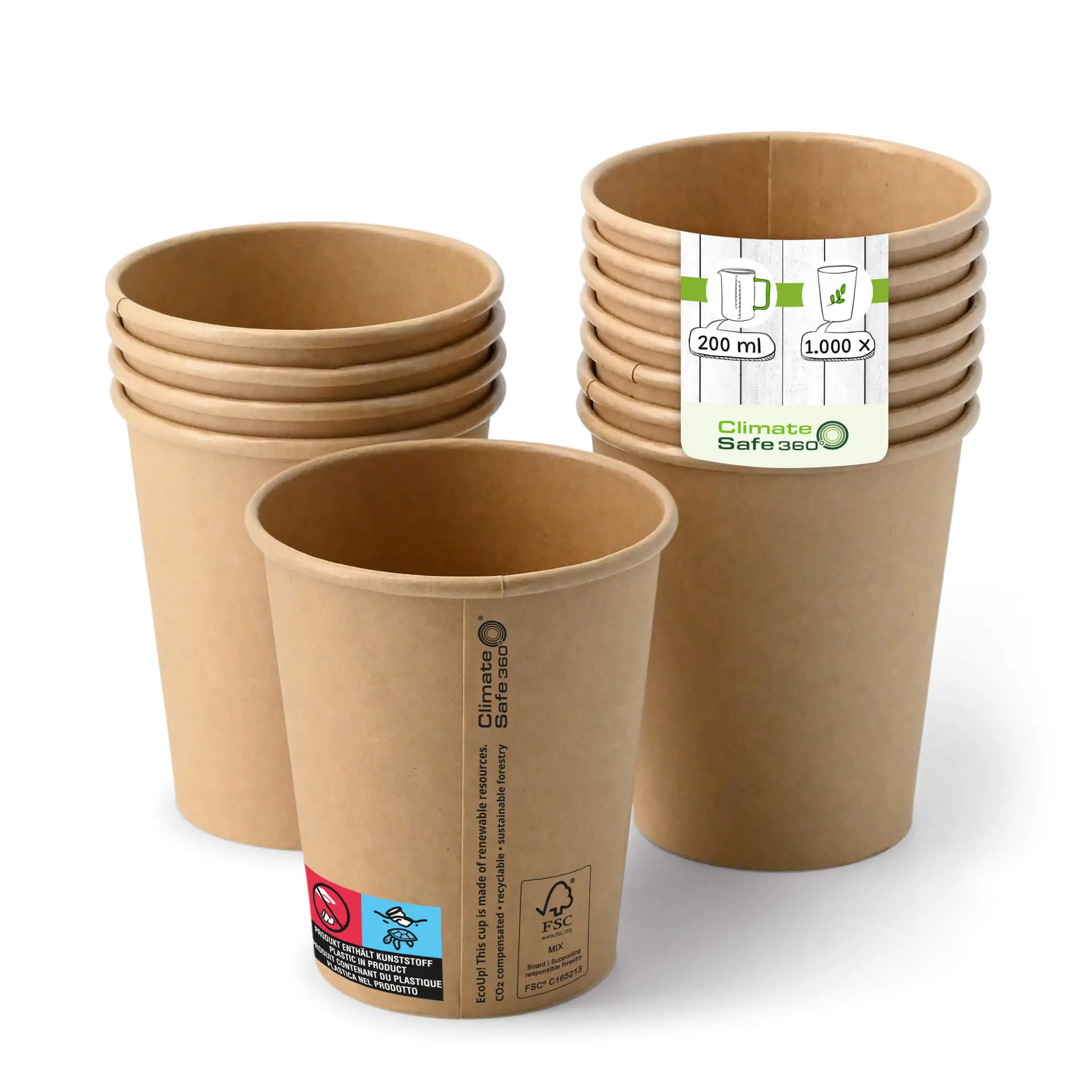 Gobelet en carton (revêtu de PE) 20 cl / 8 oz, Ø 80 mm, brun con10010-01-0-pappbecher-beschichtet-200-ml-8-oz-80-mm-braun