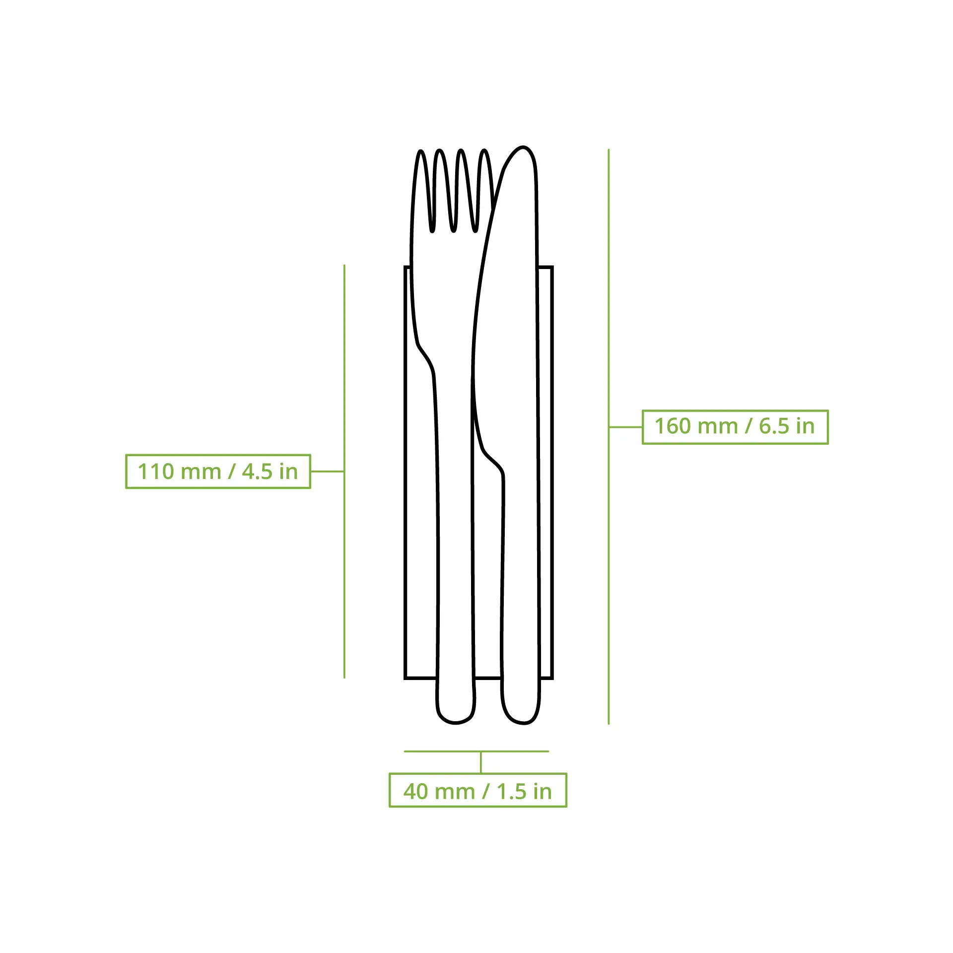 Bestecksets aus Holz Messer, Gabel & Serviette, 16 cm, biobeschichtet Bestecksets aus Holz Messer, Gabel & Serviette, 16 cm, biobeschichtet