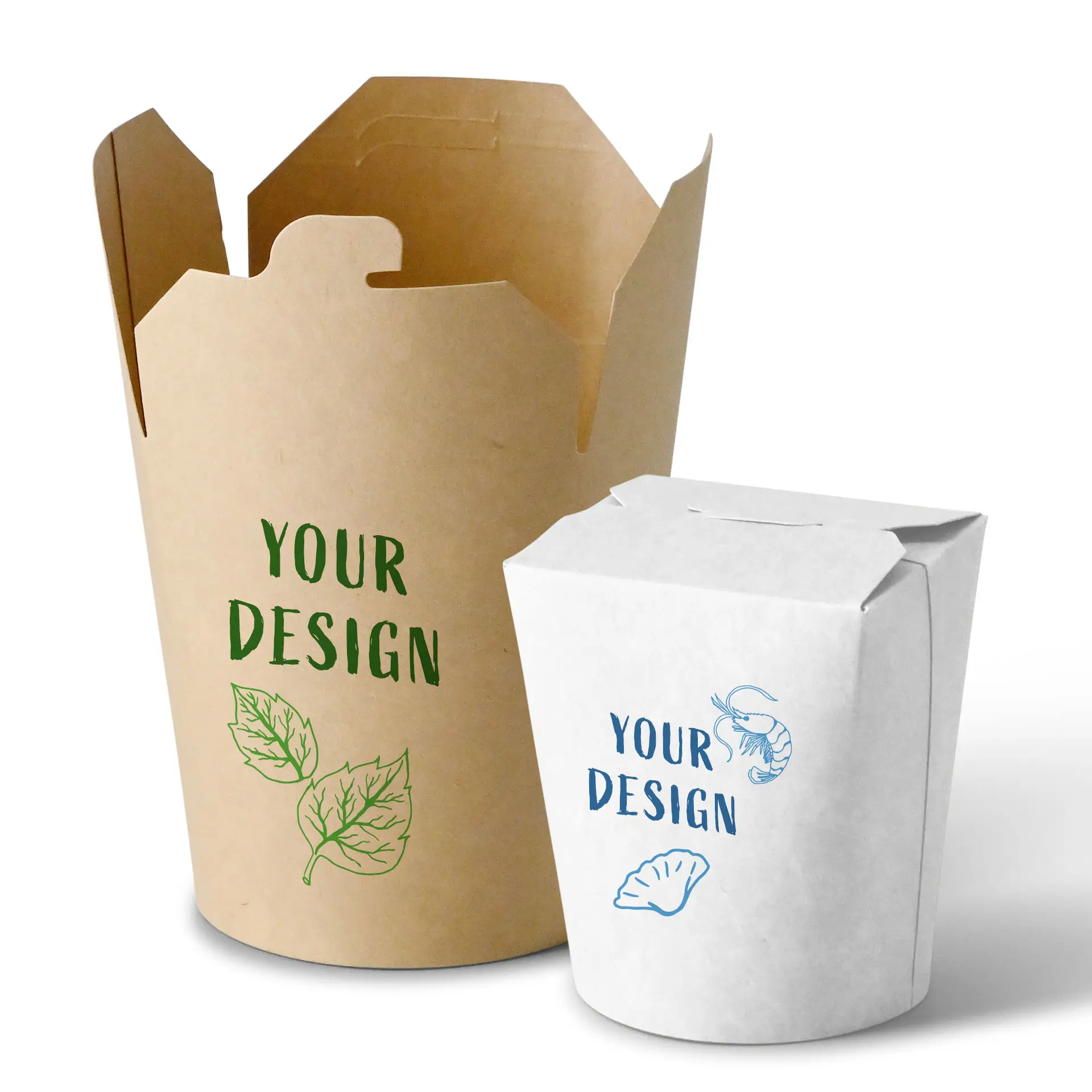 Boîtes à pâtes personnalisées, 400 ml, brun, revêtement PLA