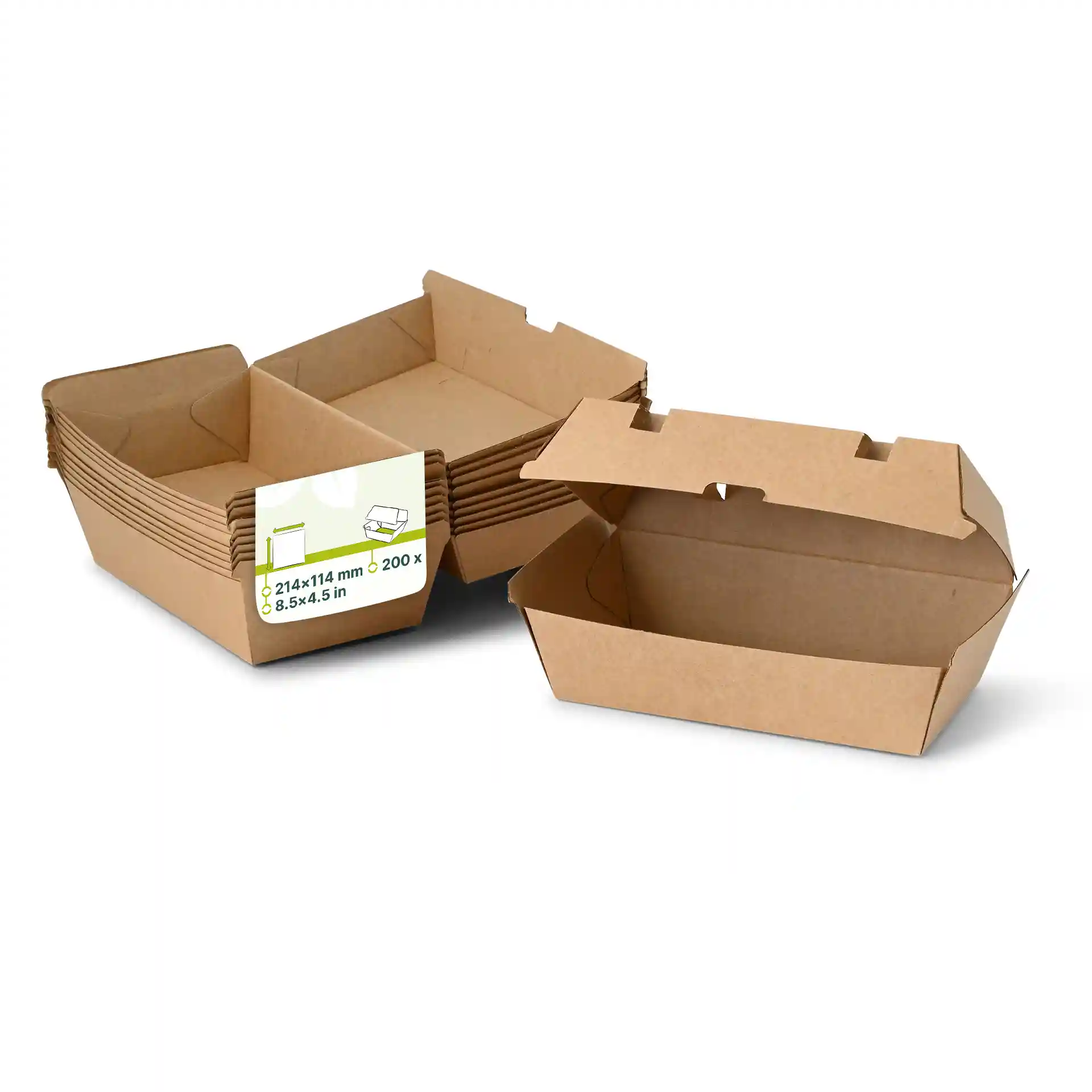 Boite à sandwich en carton kraft brun, 21,4 x 11,4 x 8,5 cm