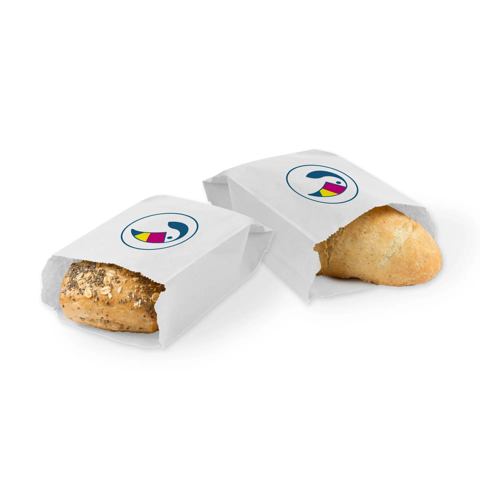 Brötchentüten bedruckt, weiss, 15 x 6 x 29 cm