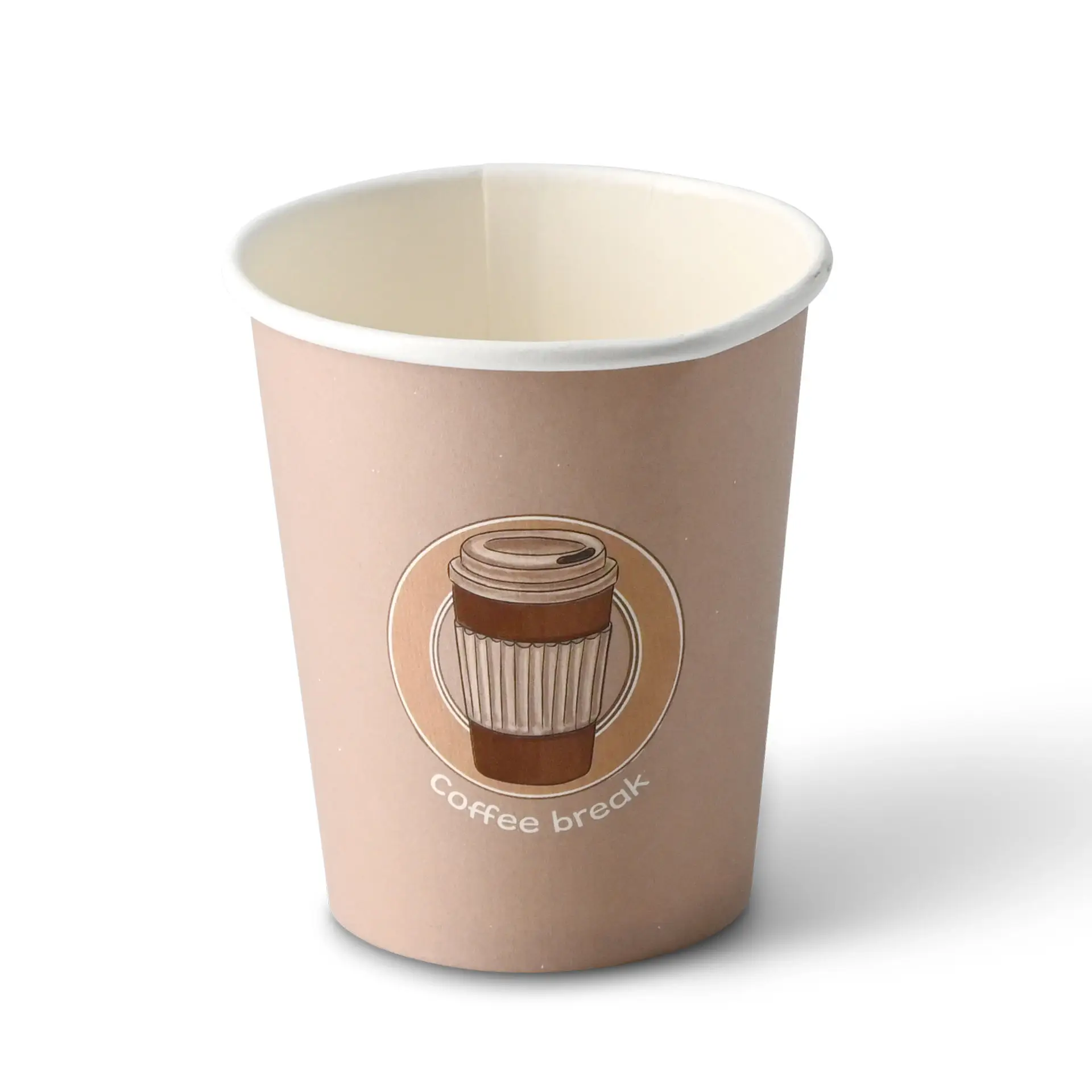 Pappbecher bedruckt "Coffeebreak" 200 ml / 8 oz, Ø 80 mm, weiss