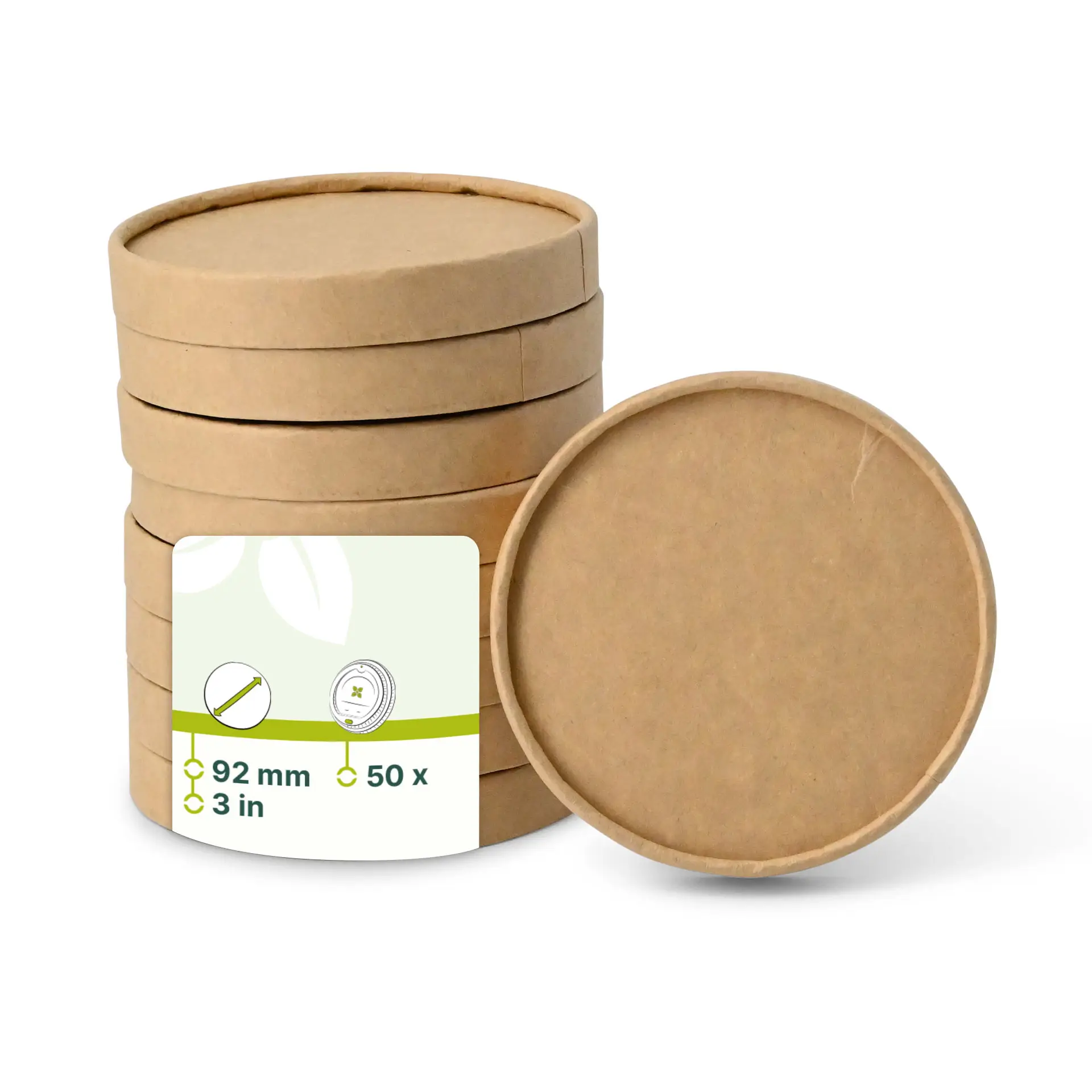 Couvercle en carton Ø 92 mm, brun, rond (pour pot à glace en carton) Couvercle en carton Ø 92 mm, brun, rond (pour pot à glace en carton)