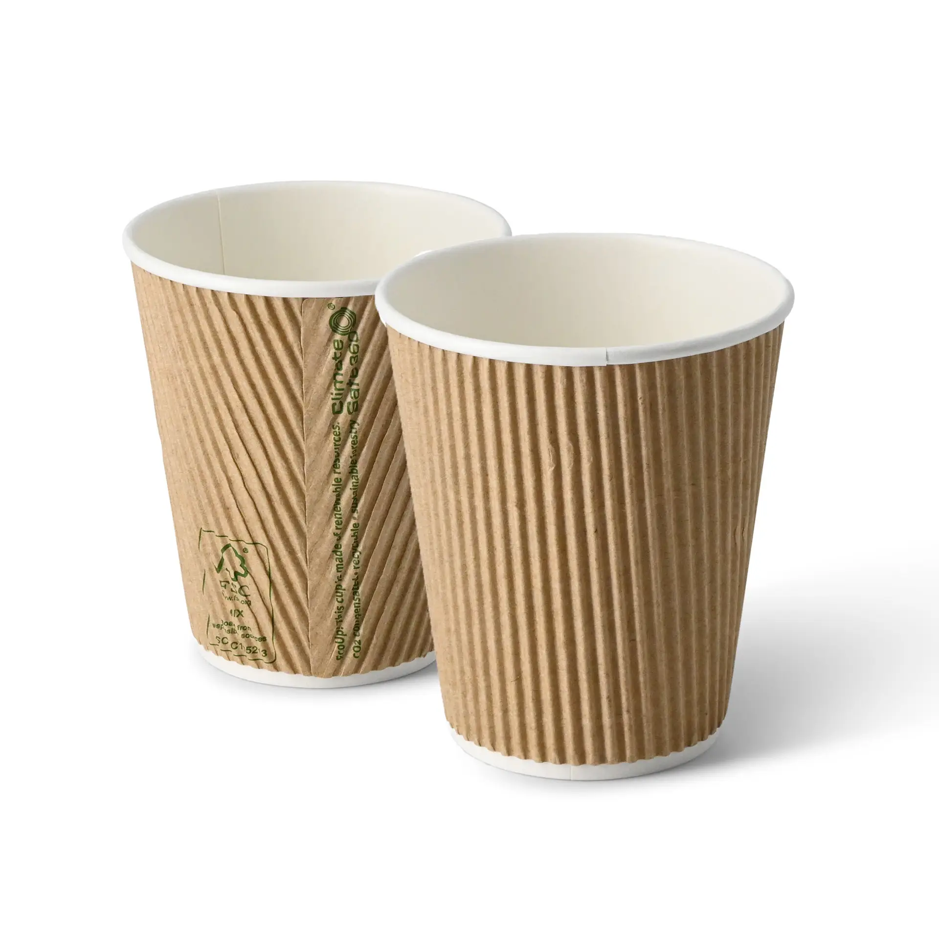 Gobelet en carton ondulé 25 cl / 10 oz, Ø 90 mm, brun