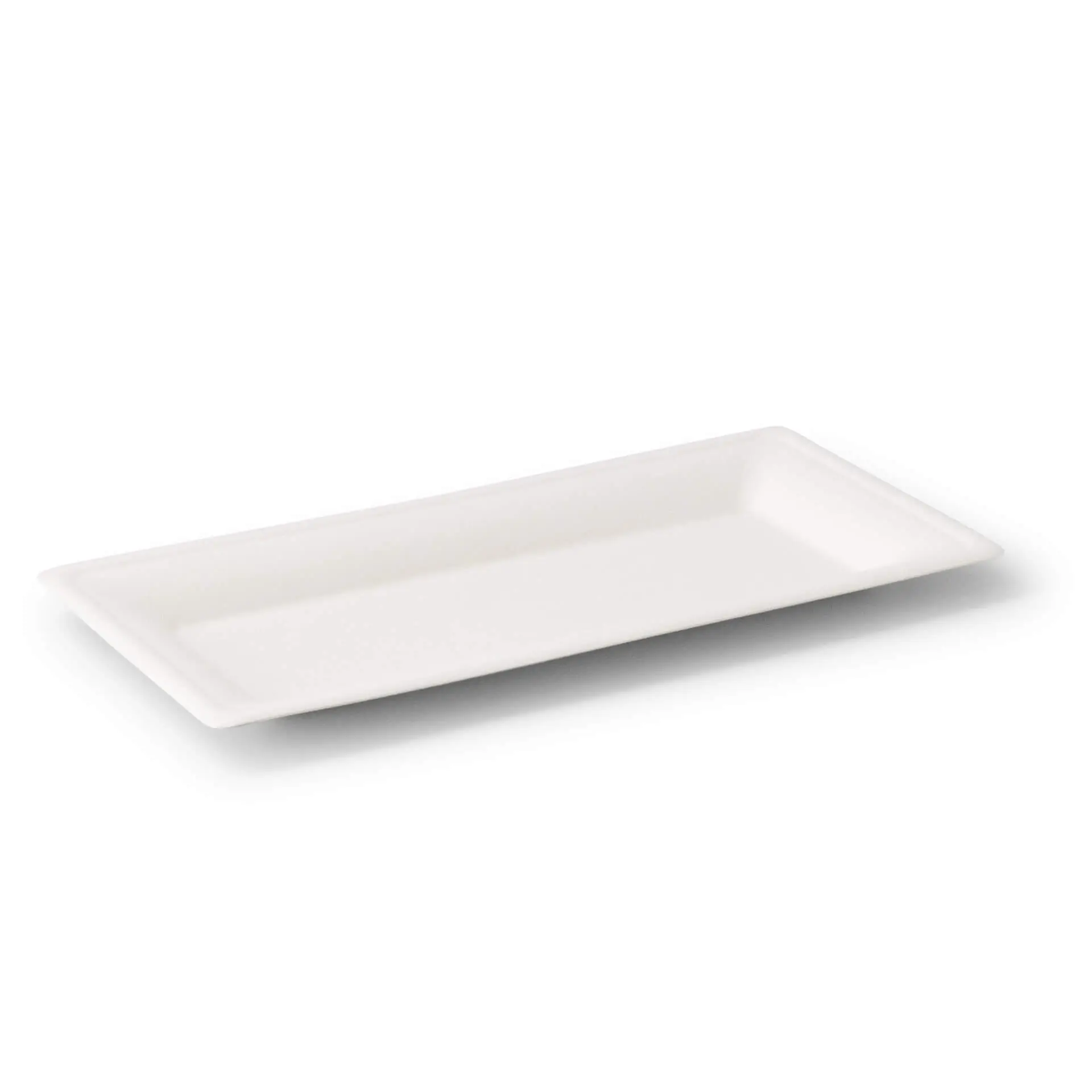Teller aus Zuckerrohr 26 x 13 cm, rechteckig Teller aus Zuckerrohr 26 x 13 cm, rechteckig