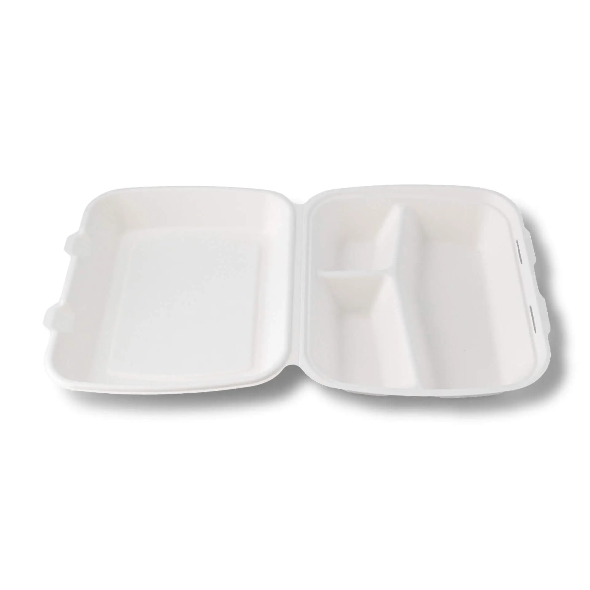 Menüboxen aus Zuckerrohr 25 x 20 x 7,5 cm, 3 Kammern, HP4/3, rechteckig Menüboxen aus Zuckerrohr 25 x 20 x 7,5 cm, 3 Kammern, HP4/3, rechteckig