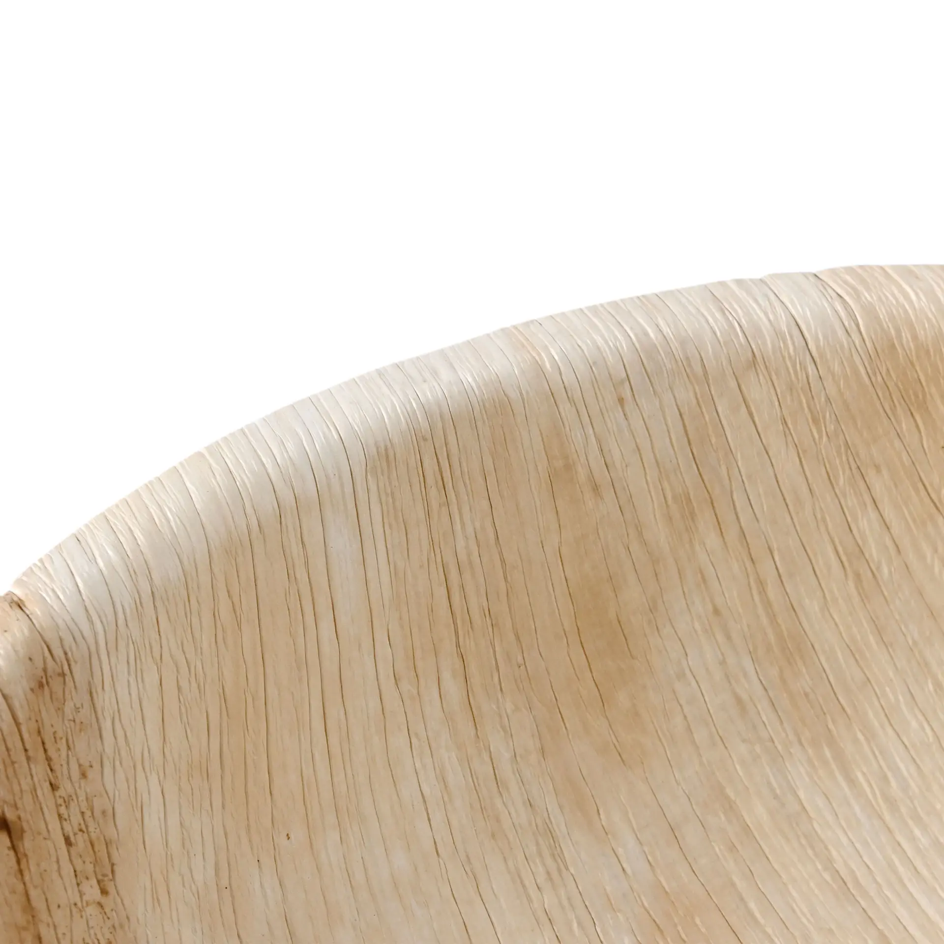 Bol rond en feuille de palmier d'un diamètre de 30 cm, avec des motifs de grain naturel, adapté à divers aliments.