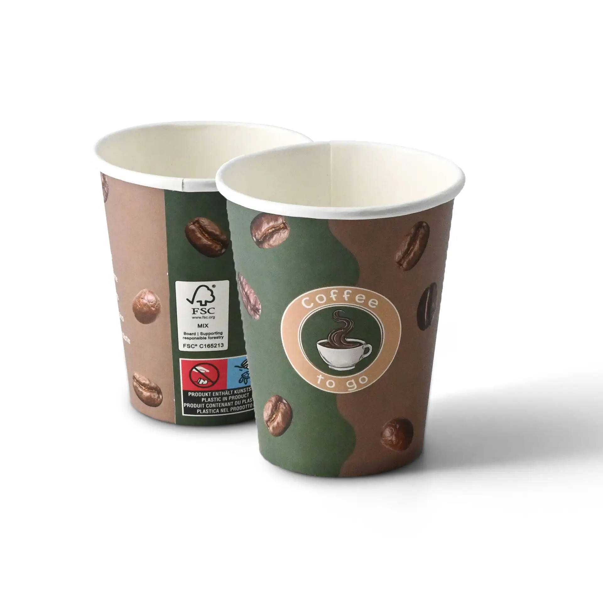 Gobelet en carton imprimé "Café" (revêtu de PE) 20 cl/ 8 oz, Ø 80 mm, blanc