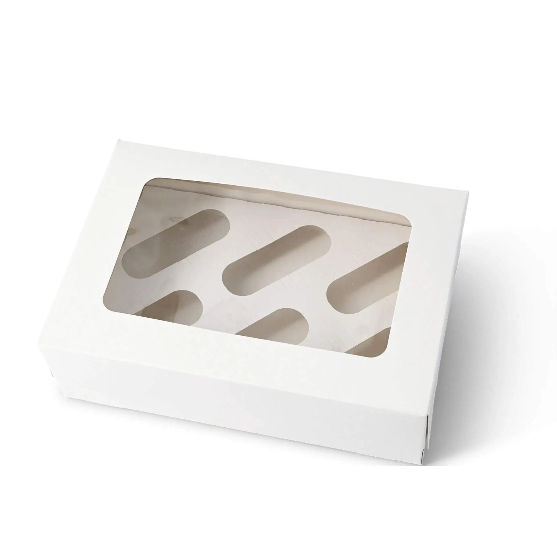 Cupcake Boxen (6er), Zellulose-Fenster, weiss