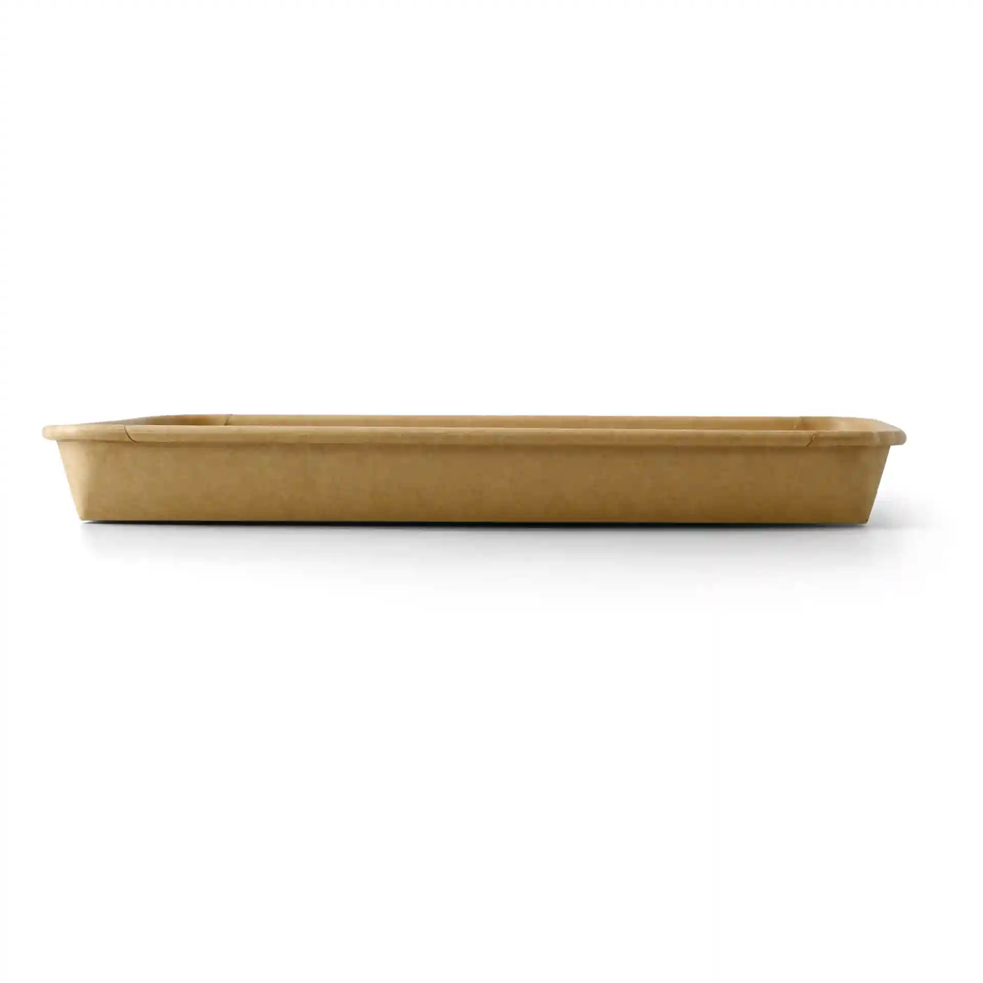 Braune Sushi-Box, rechteckige Form, Maße 24 x 15 x 3 cm, mit glatter Oberfläche und leicht erhöhten Rändern.