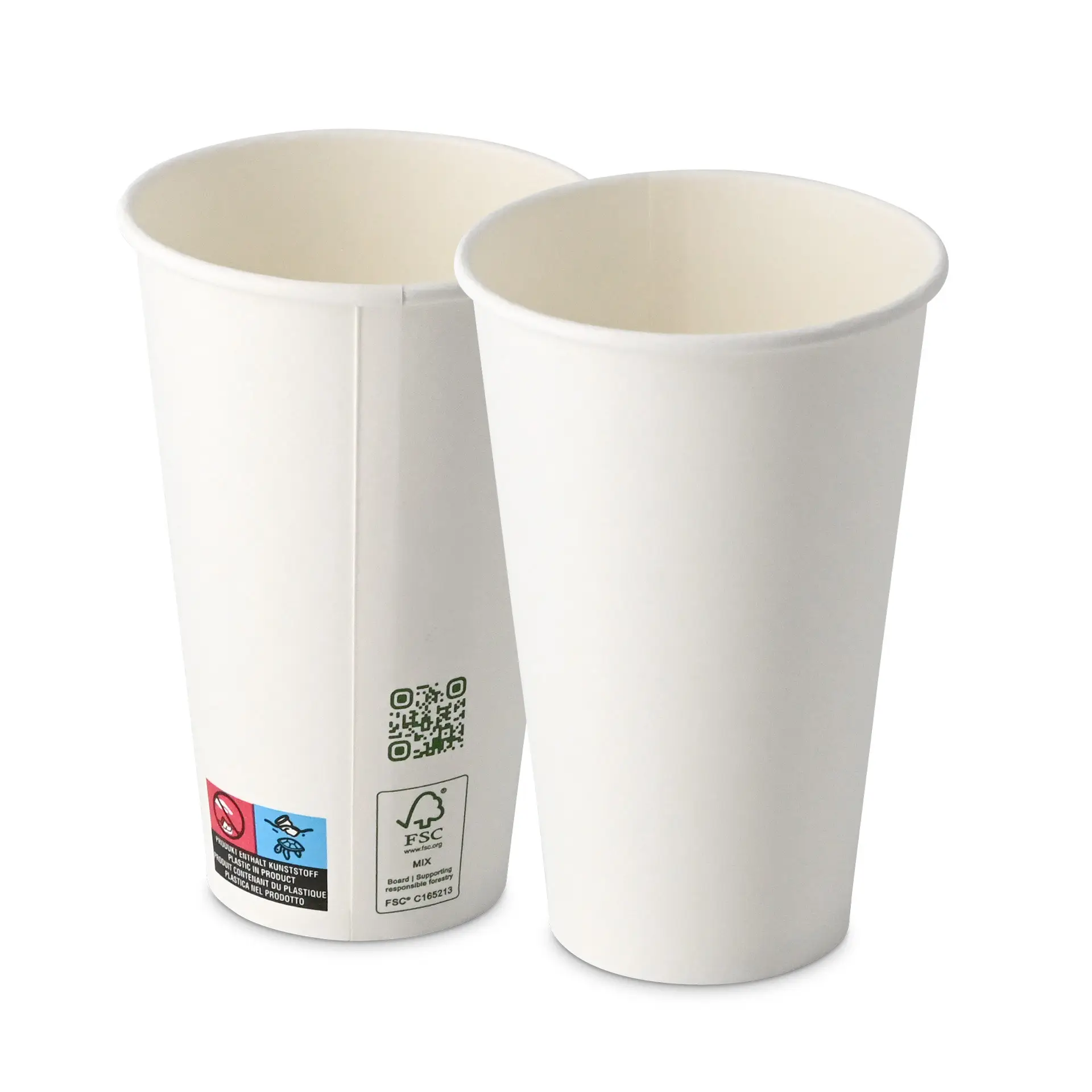 Pappbecher 400 ml / 16 oz, Ø 90 mm, einwandig, weiss, PLA-beschichtet