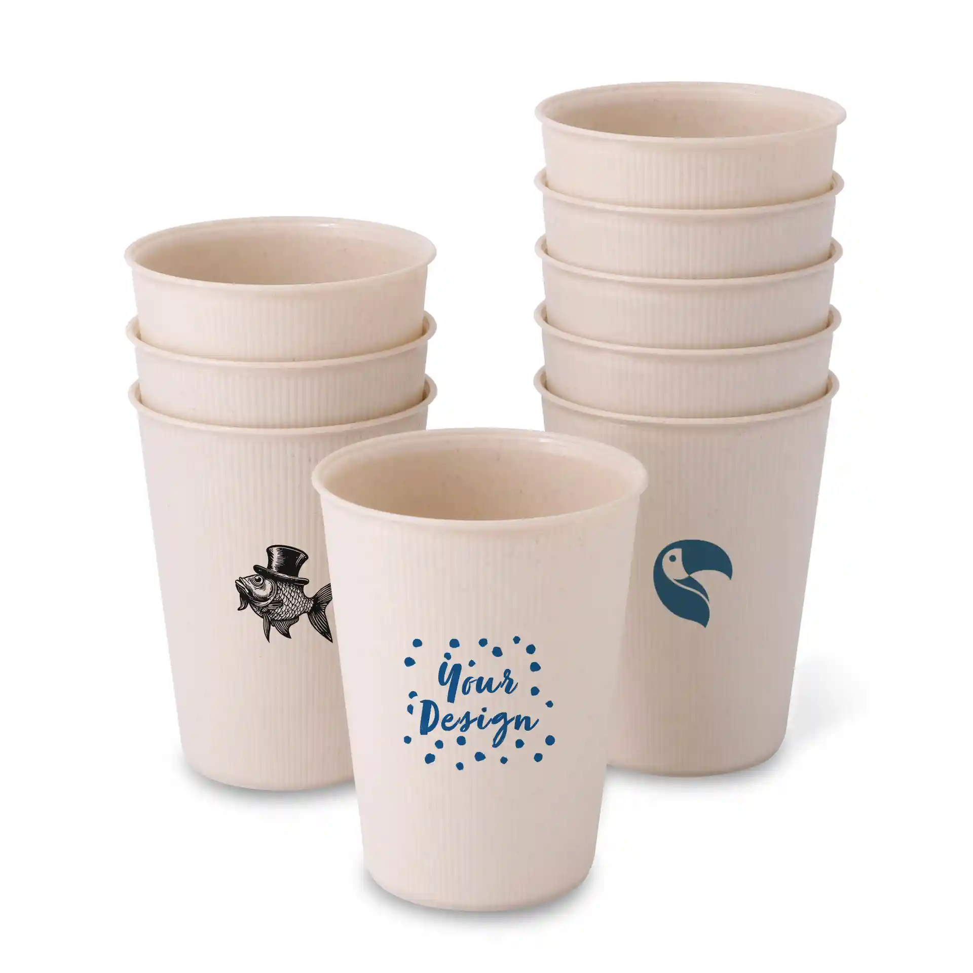 Gobelets réutilisables personnalisés, ondulé 400 ml / 16 oz, Ø 90 mm