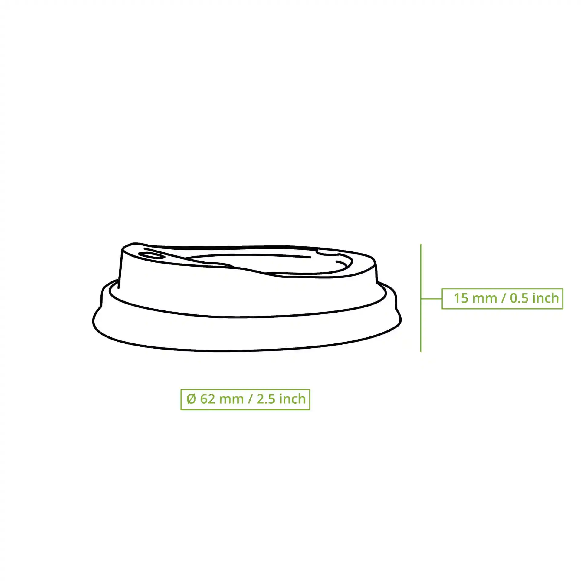 Couvercle en CPLA blanc avec trou, Ø 62 mm