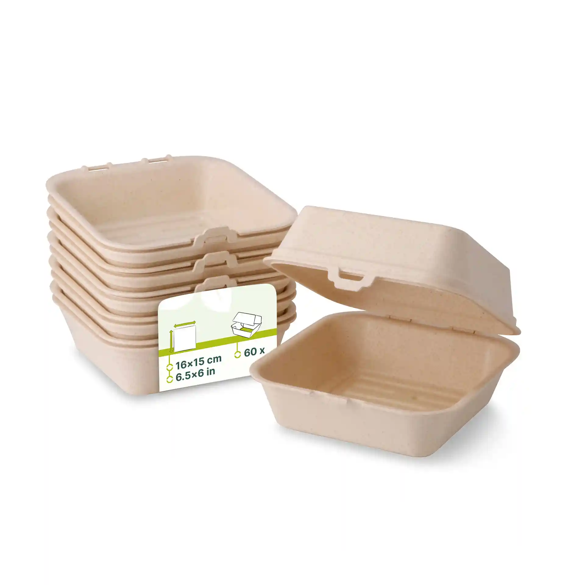 Boîtes à burger réutilisable "merways Box" 16 x 15 x 8,5 cm, cajou / blanc crème