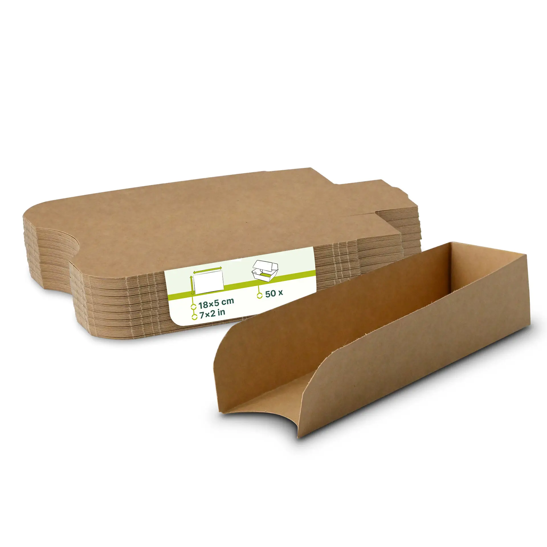 Emballage hot-dog 18 x 5 cm, brun, pliable Emballage hot-dog 18 x 5 cm, brun, pliable