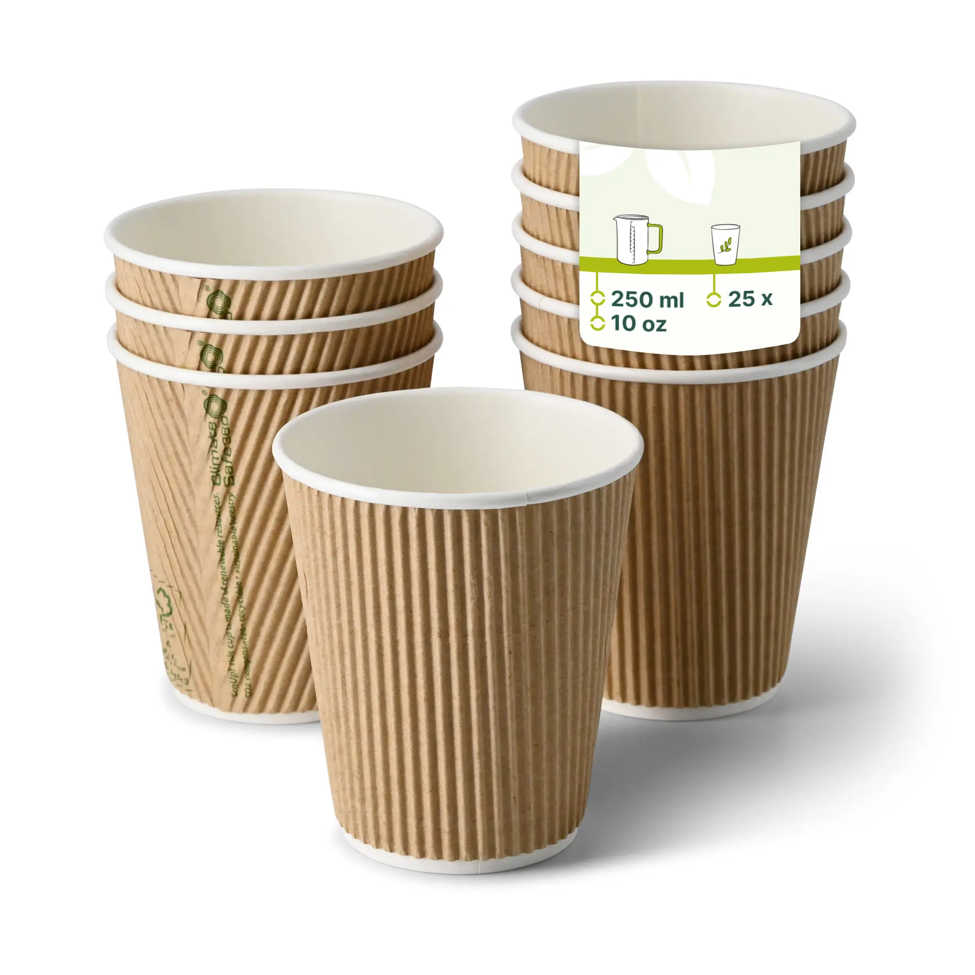 Riffelbecher / Coffee to go Becher 250 ml / 10 oz, Ø 90 mm, braun, innen weiss dhd049261-riffelbecher-coffee-to-go-becher-250-ml-10-oz-90-mm-braun-innen-weiss