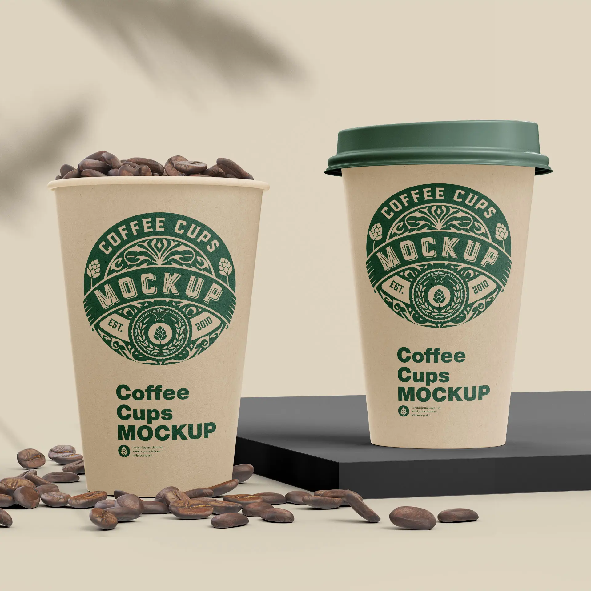 Gobelets personnalisés, paroi simple, 400 ml / 16 oz, brun, PE