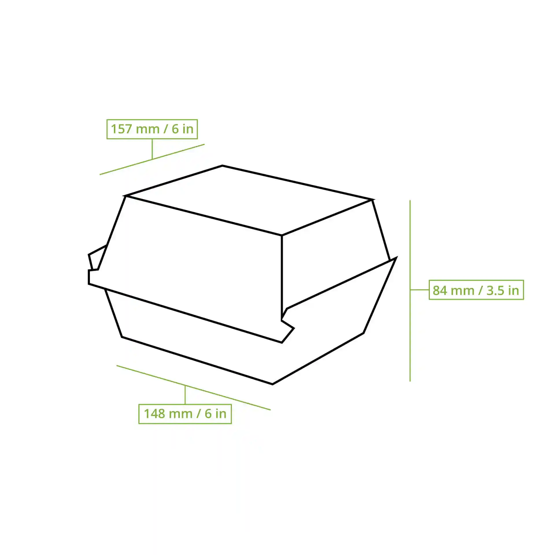Boîtes à burger réutilisable "merways Box" 16 x 15 x 8,5 cm, cajou / blanc crème