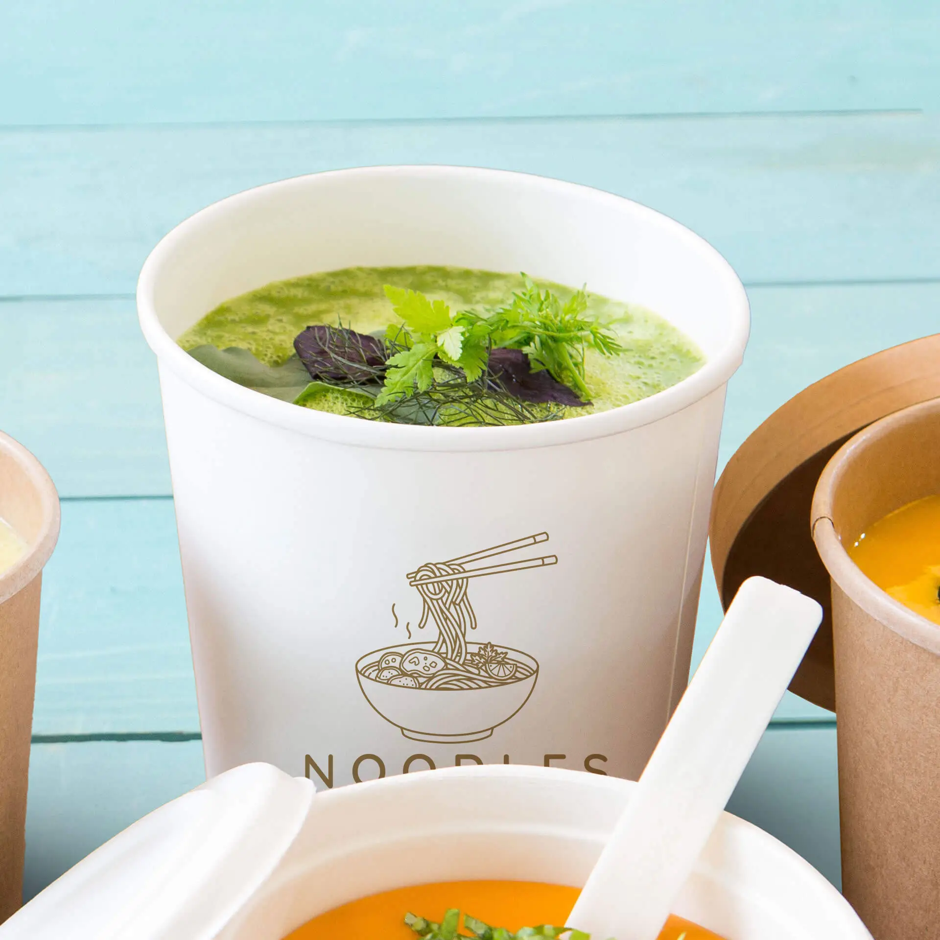 Suppenbecher to go bedruckt, 800 ml, Ø 115 mm, weiss, PLA-beschichtet