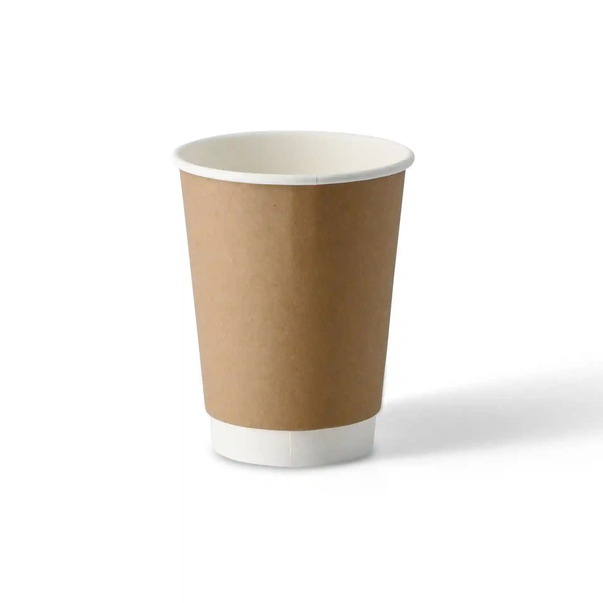Gobelet café à emporter 300 ml / 12 oz, Ø 90 mm, double paroi, brun / intérieur blanc, revêtement PLA