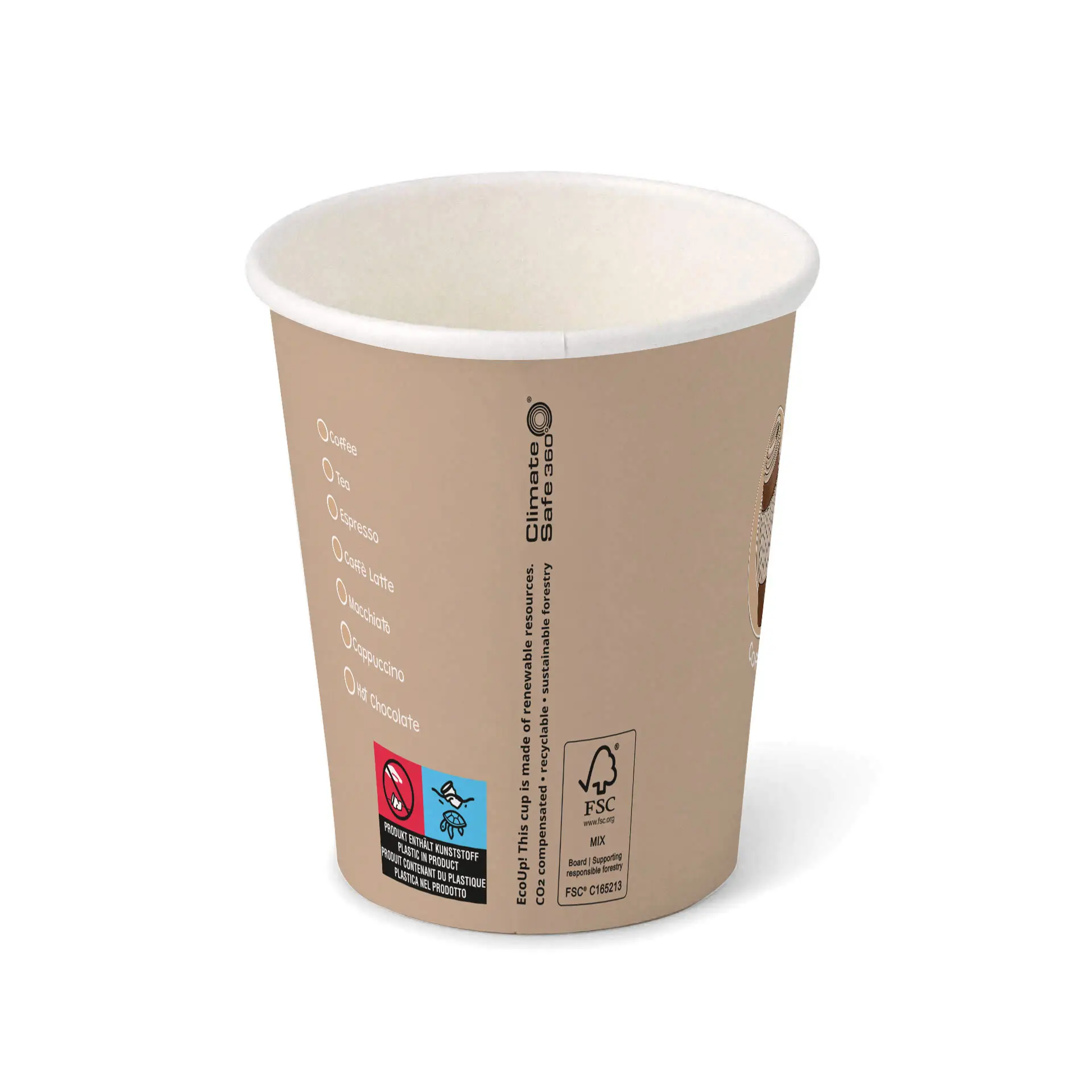 Gobelet en carton imprimé "Coffeebreak" (revêtu) 200 ml / 8 oz, Ø 80 mm, blanc