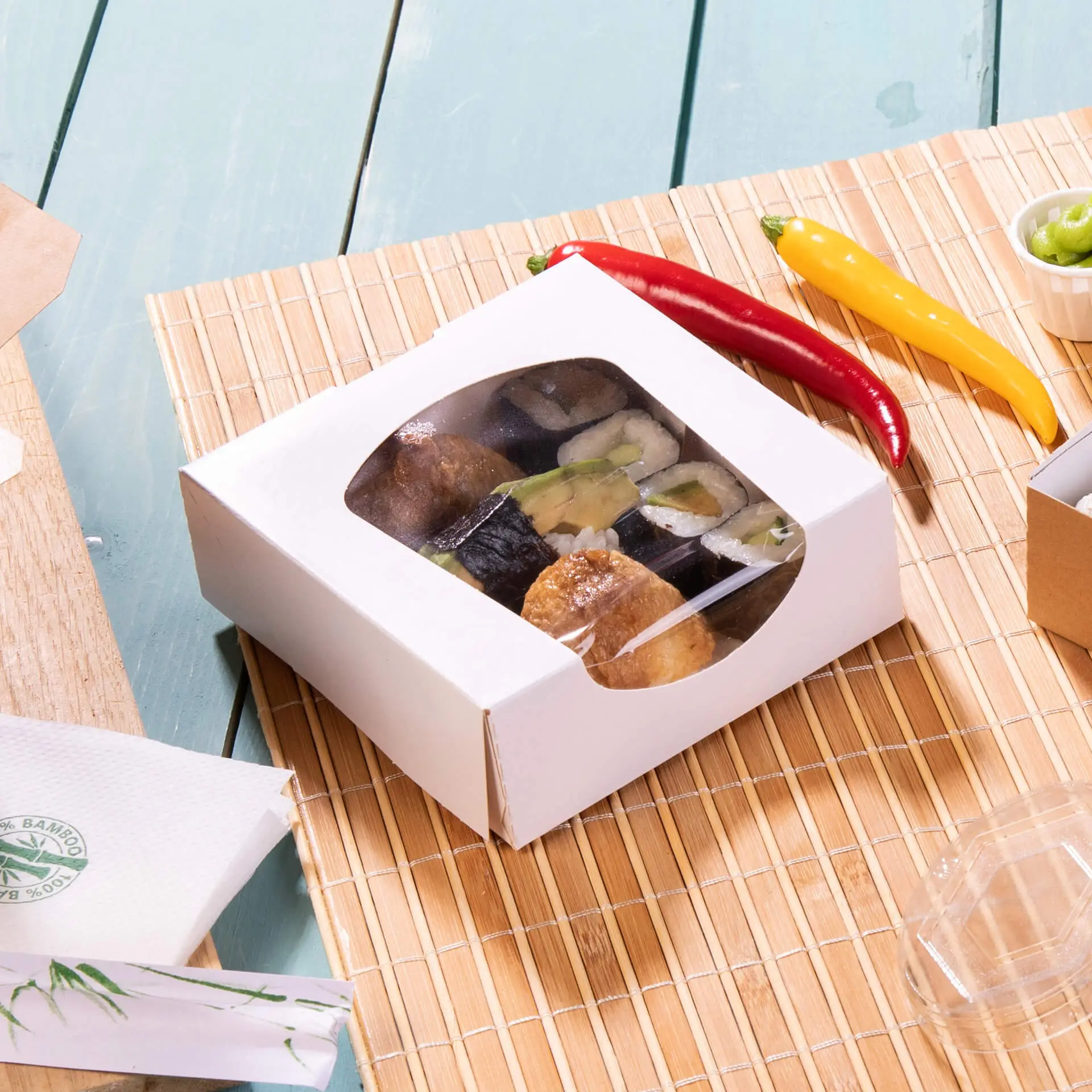 Faltschachteln mit Sichtfenster 12 x 12 x 4 cm, 600 ml, Zellulose-Fenster, weiss, faltbar dfc08103-faltschachteln-mit-sichtfenster-12-x-12-x-4-cm-600-ml-zellulose-fenster-weiss-faltbar-7