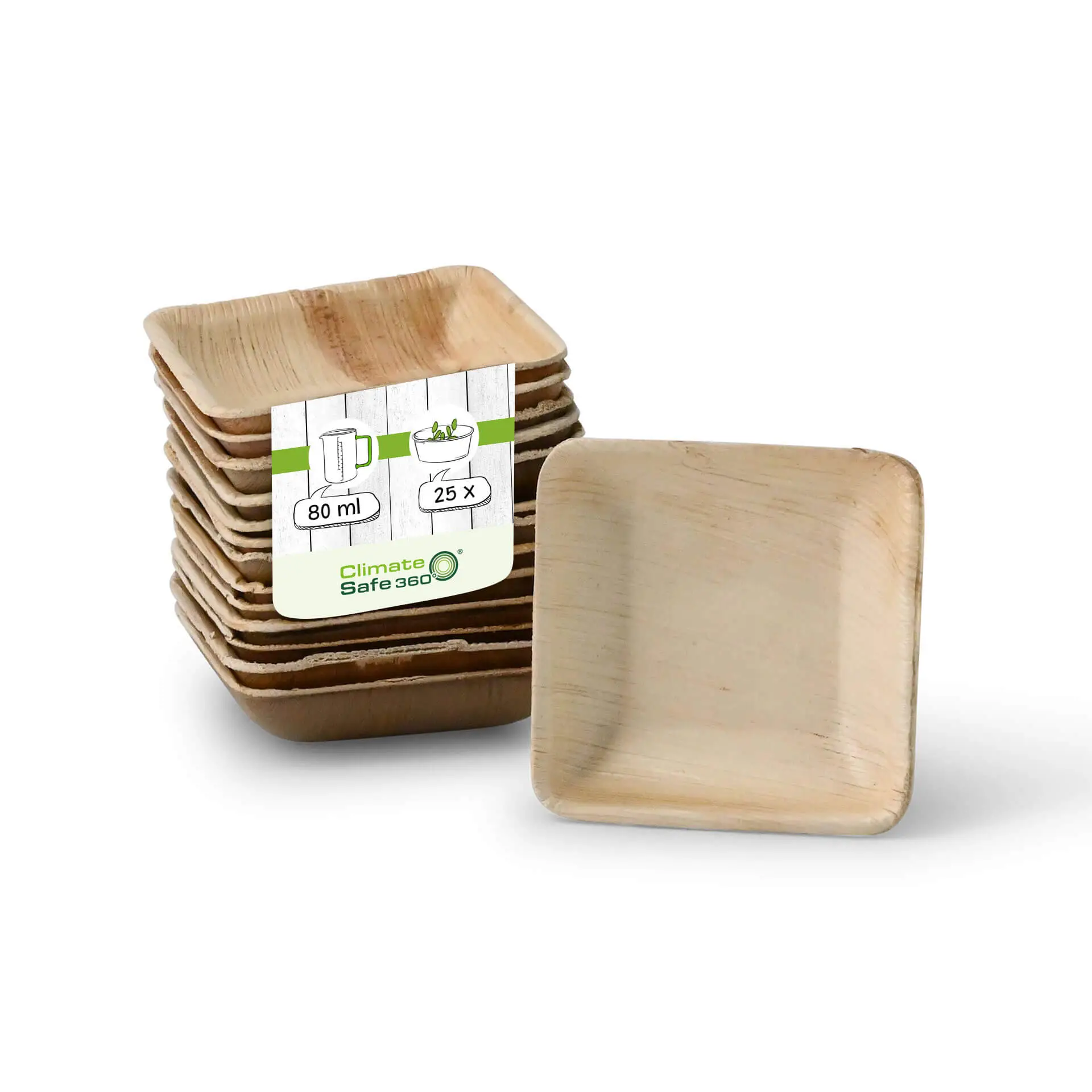 Palmblatt Schälchen "Palmware®" 80 ml, quadratisch Palmblatt Schälchen "Palmware®" 80 ml, quadratisch