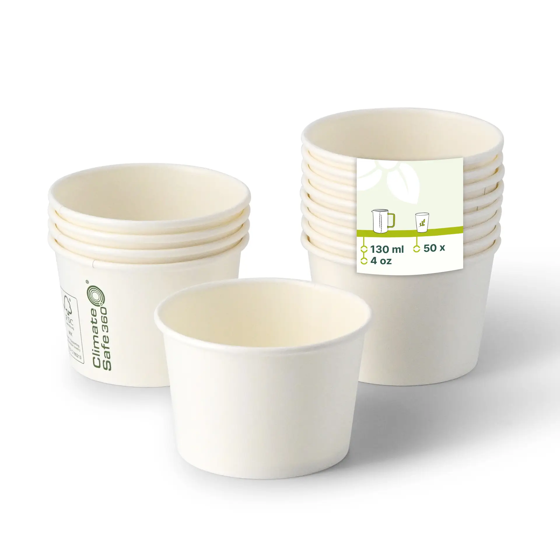 Eisbecher aus Pappe 75 ml, max. 130 ml, Ø 76 mm, weiß Eisbecher aus Pappe 75 ml, max. 130 ml, Ø 76 mm, weiß