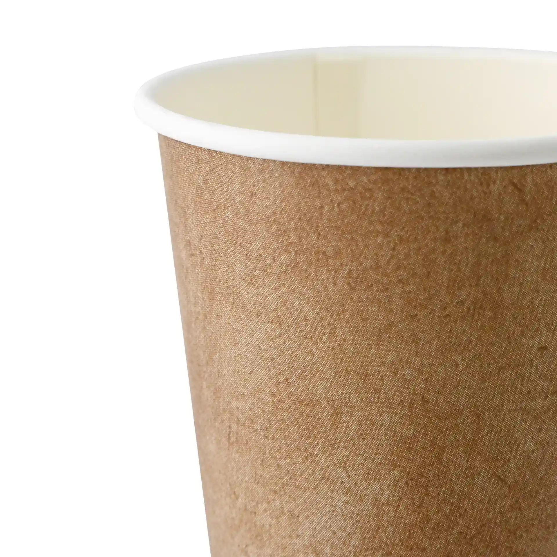 Pappbecher 300 ml / 12 oz, Ø 90 mm, einwandig, braun / innen weiss, PLA-beschichtet