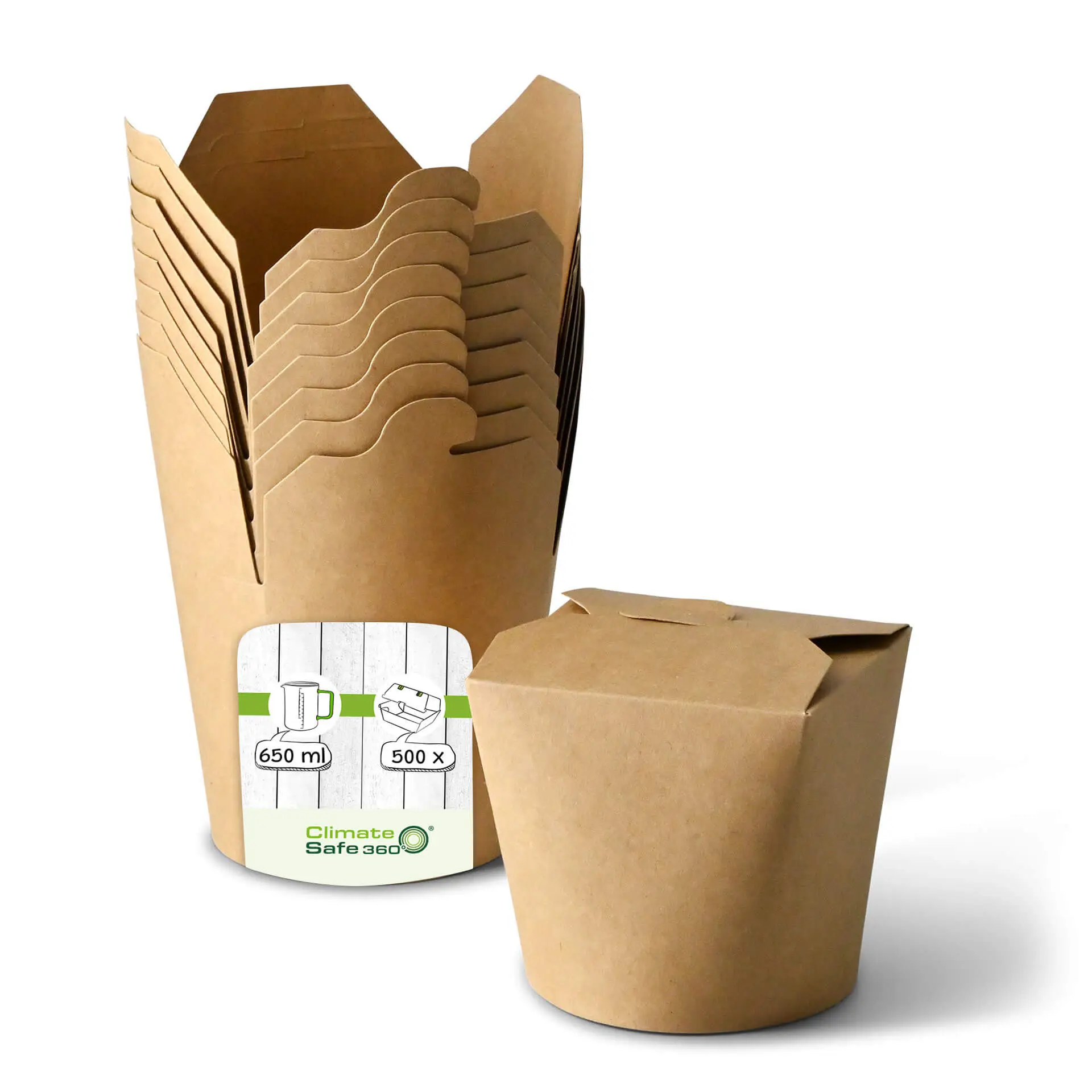 Boîte à nouilles / boîte asiatiques en carton (revêtu) 650 ml, brun