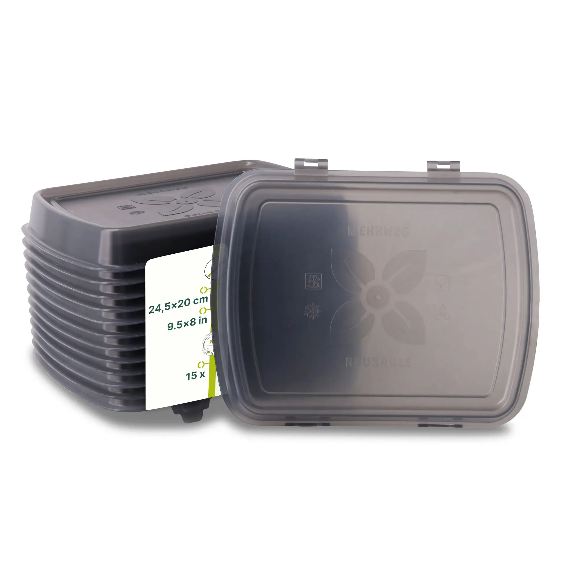 Mehrwegdeckel "merways Box" 24,5 x 20 x 4,5 cm, PP, grau Mehrwegdeckel "merways Box" 24,5 x 20 x 4,5 cm, PP, grau