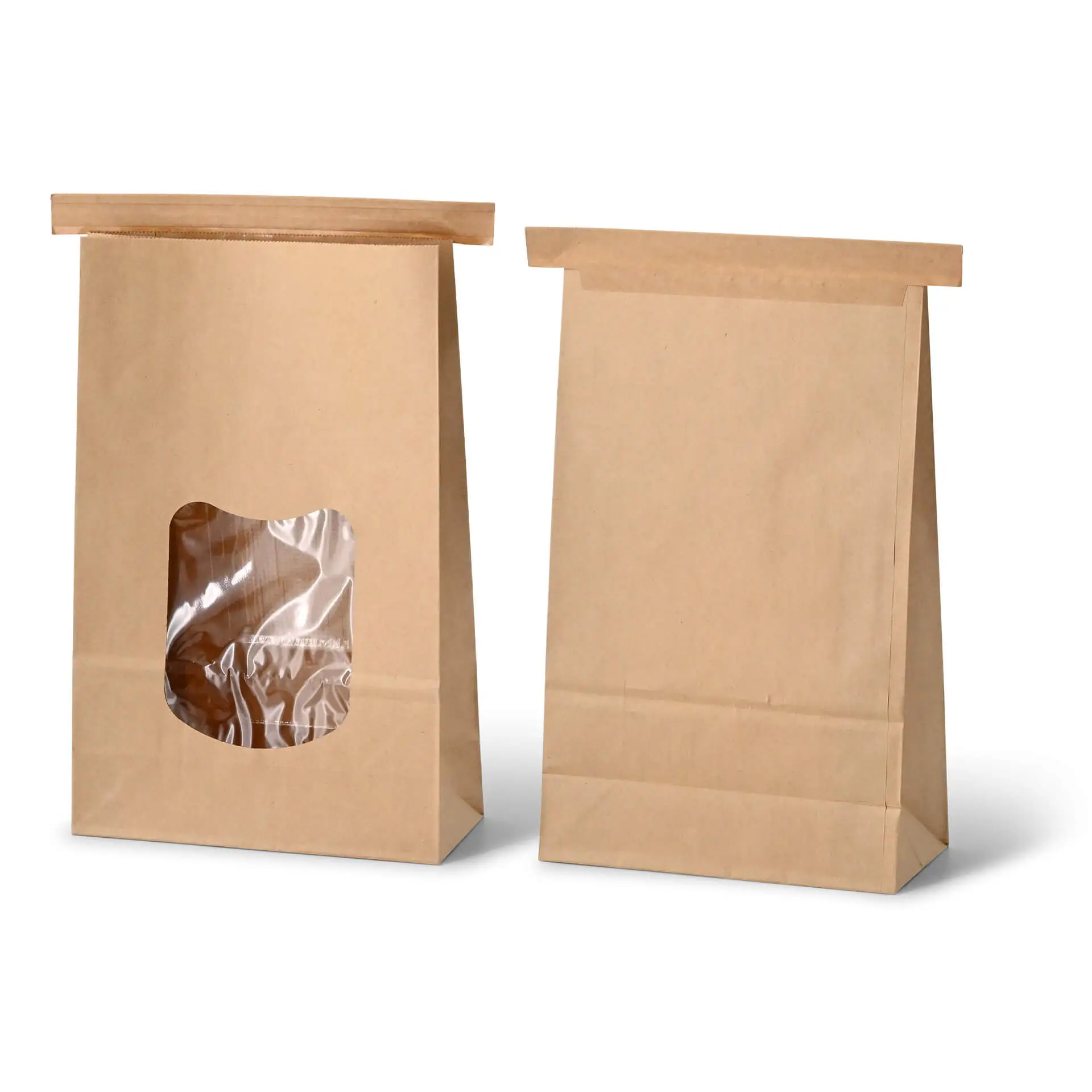 Sac SOS kraft brun L, fenêtre PP et fermeture, 15,5 x 7 x 24 cm dre02750-blockbeutel-m-fenster-l-155-x-7-x-24-cm-pp-folie-braun-clipband-kraftpapier-2