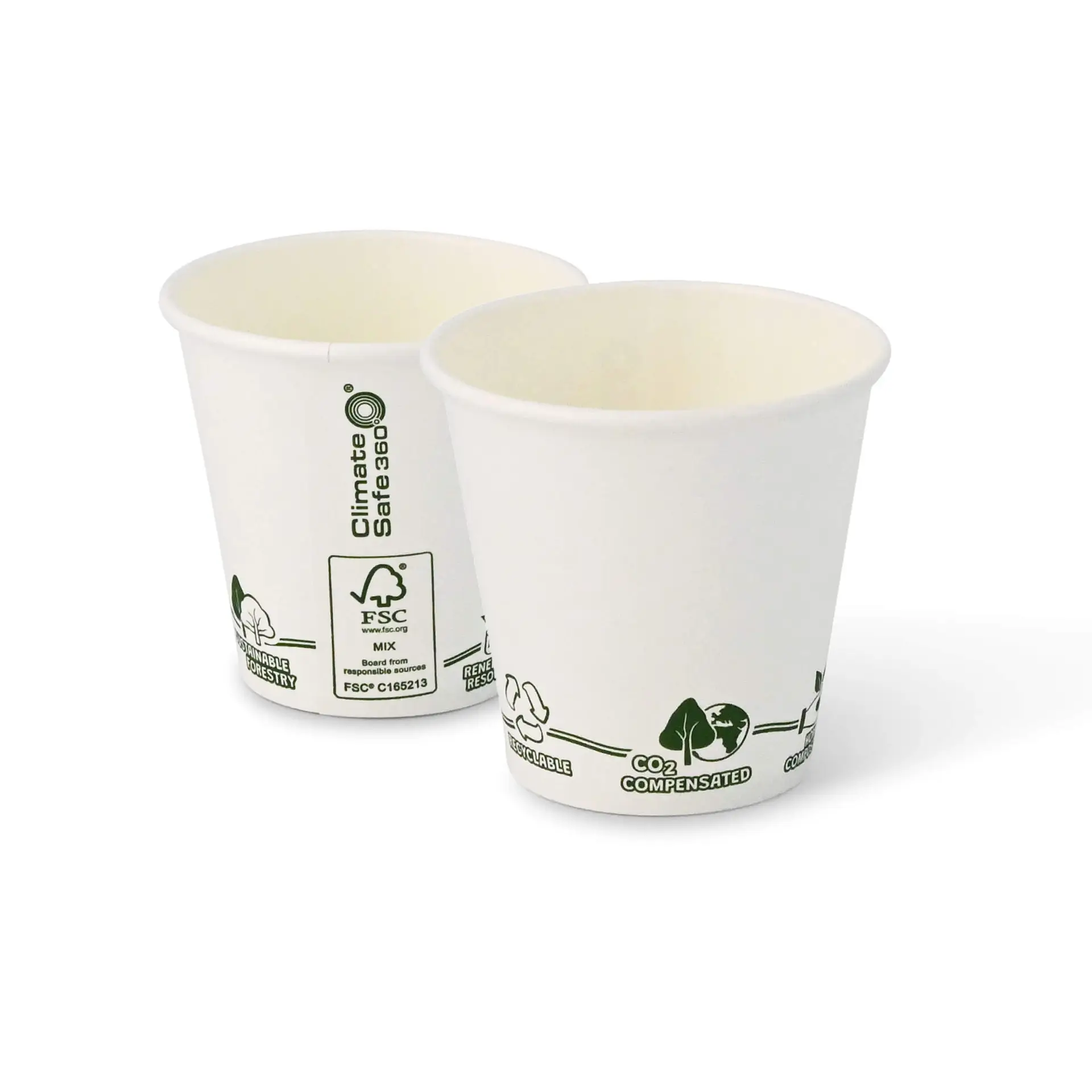 Gobelet en carton blanc, logos EcoUp©, 15 cl / 6 oz, Ø 80 mm