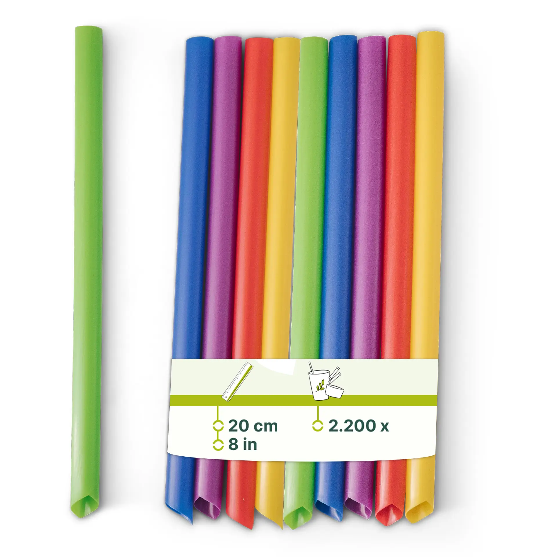 Bubble Tea Strohhalme 20 cm, Ø 1,2 cm, bunt, wiederverwendbar