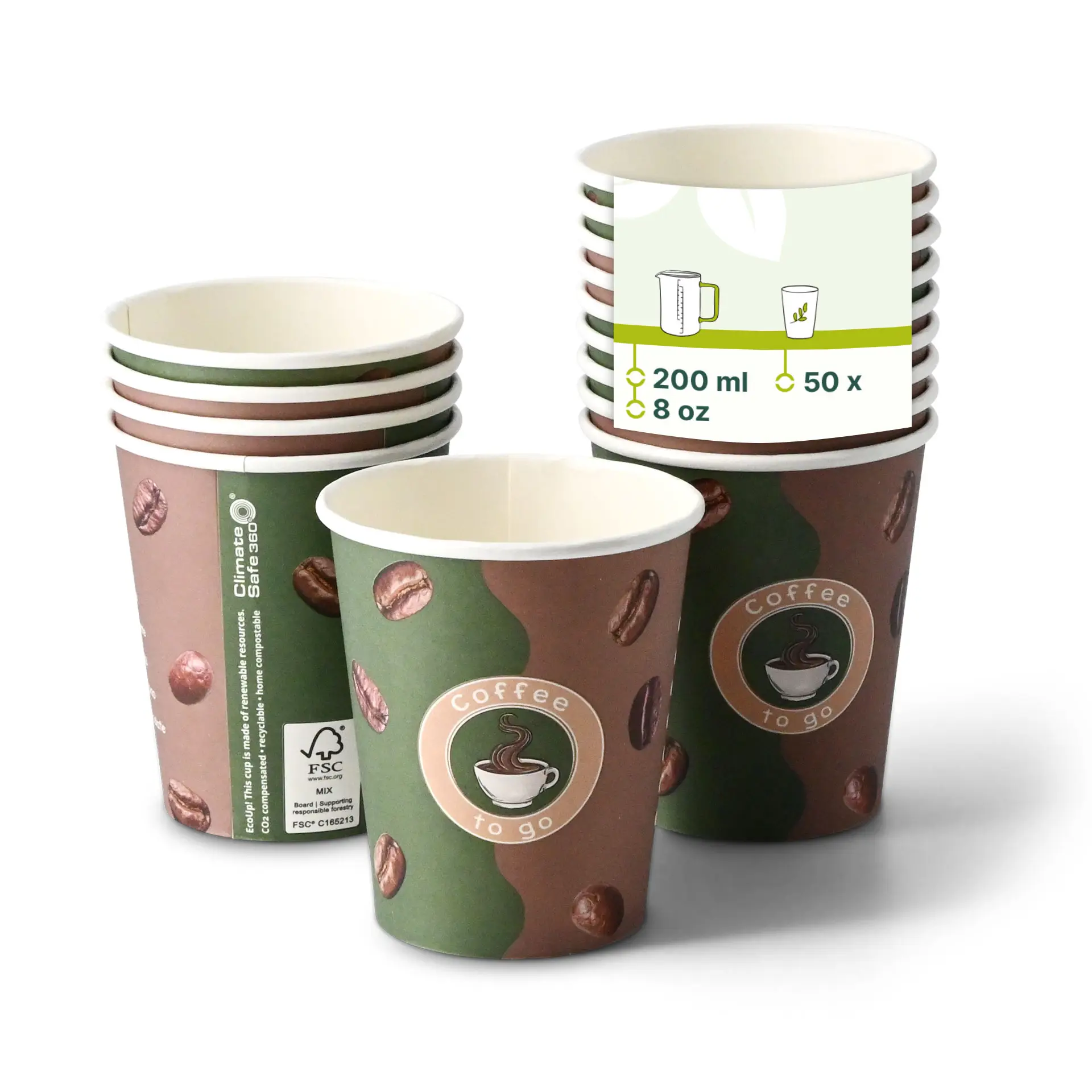 Pappbecher bedruckt "Kaffee"  200 ml / 8 oz, Ø 80 mm dhd045531-pappbecher-bedruckt-kaffee-200-ml-8-oz-80-mm