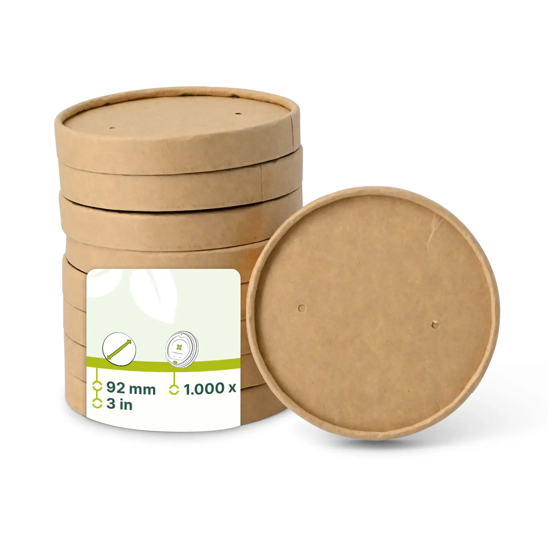 Couvercle en carton (revêtu de PE) Ø 92 mm, brun (pour pots de glace) Couvercle en carton (revêtu de PE) Ø 92 mm, brun (pour pots de glace)