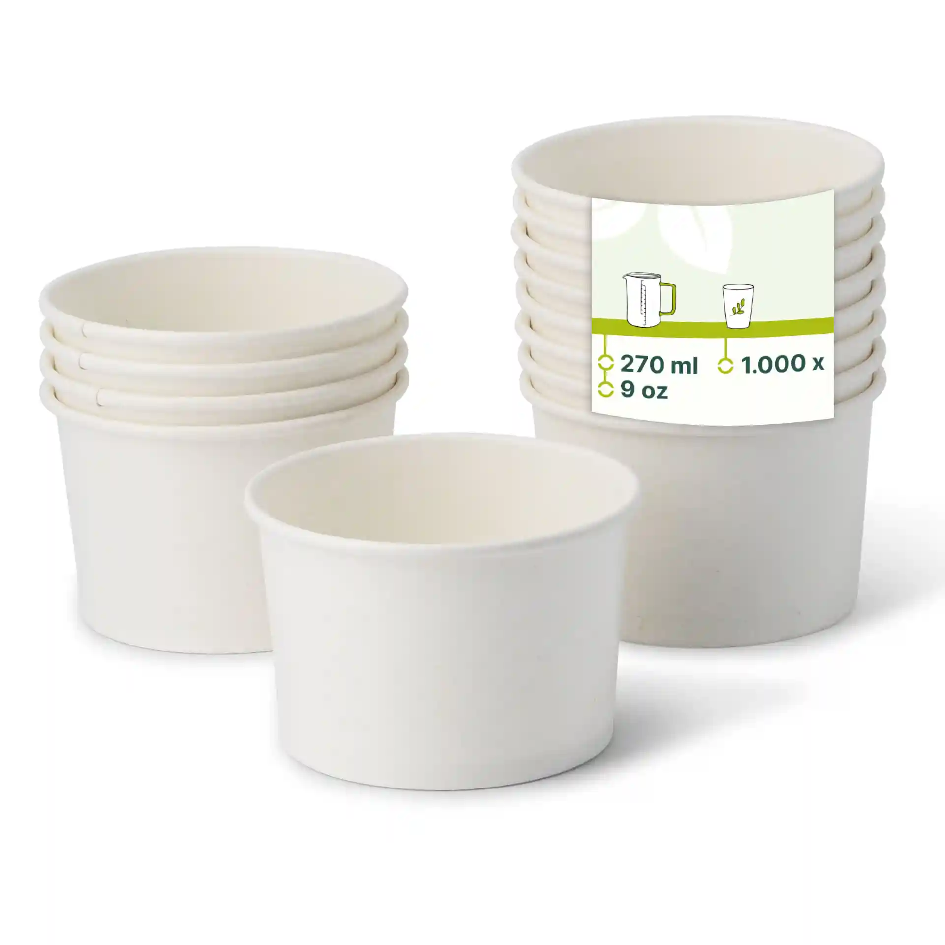 Eisbecher Pappe M (beschichtet) 200 ml, max. 270 ml, Ø 92 mm, weiss