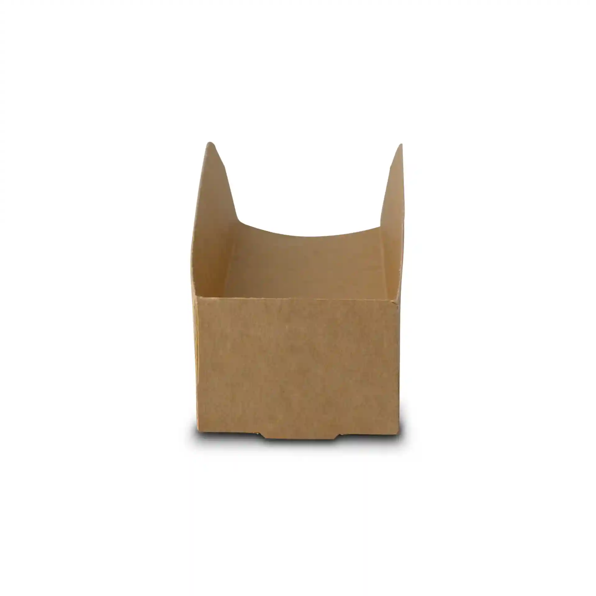 Vassoio rettangolare in cartone marrone per hot dog, pieghevole, misura 18 x 5 cm con parte superiore aperta.