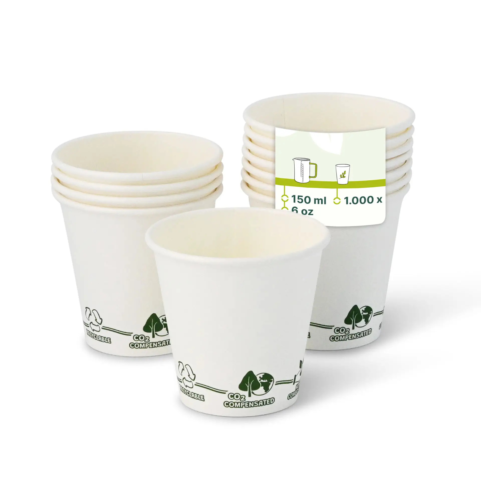 Pappbecher 150 ml / 6 oz, Ø 80 mm, "EcoUp©"- Icons