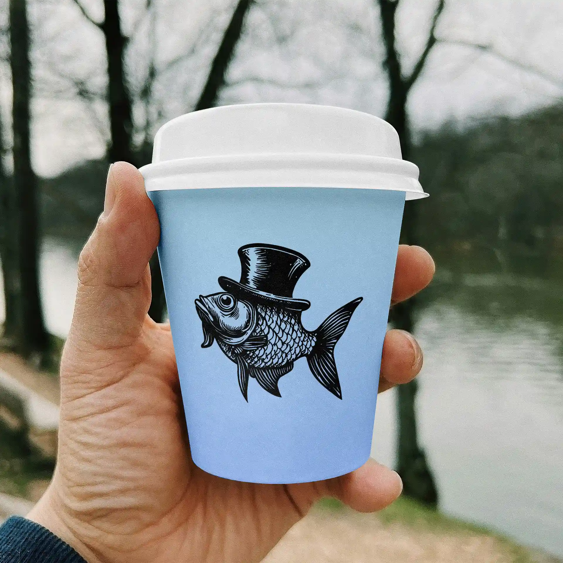 Pappbecher mit Logo (einwandig), 200 ml / 8 oz, weiss, PE-beschichtet