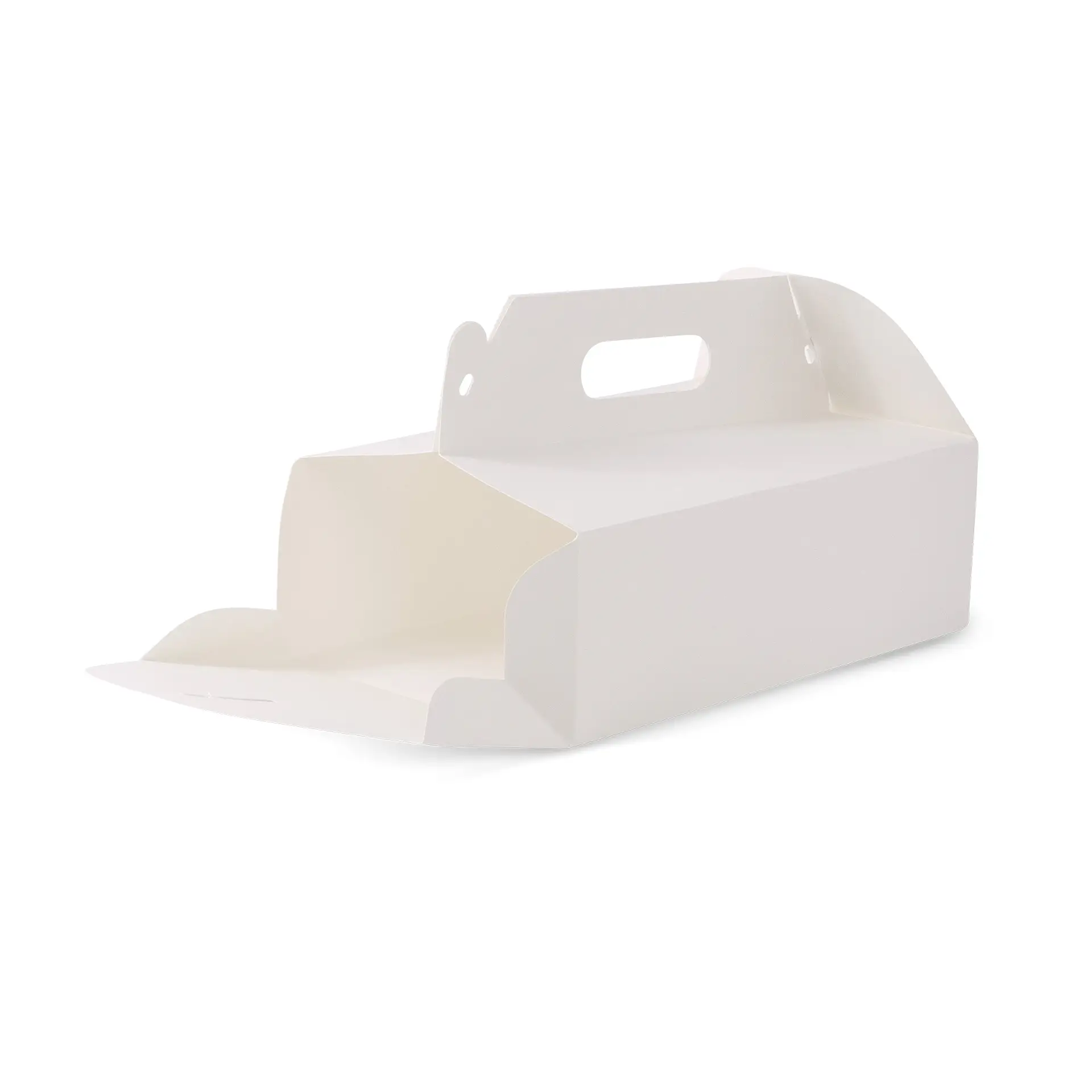 Kuchenbox aus Pappe mit Griff L, 26 x 17 x 9 cm, weiss, faltbar