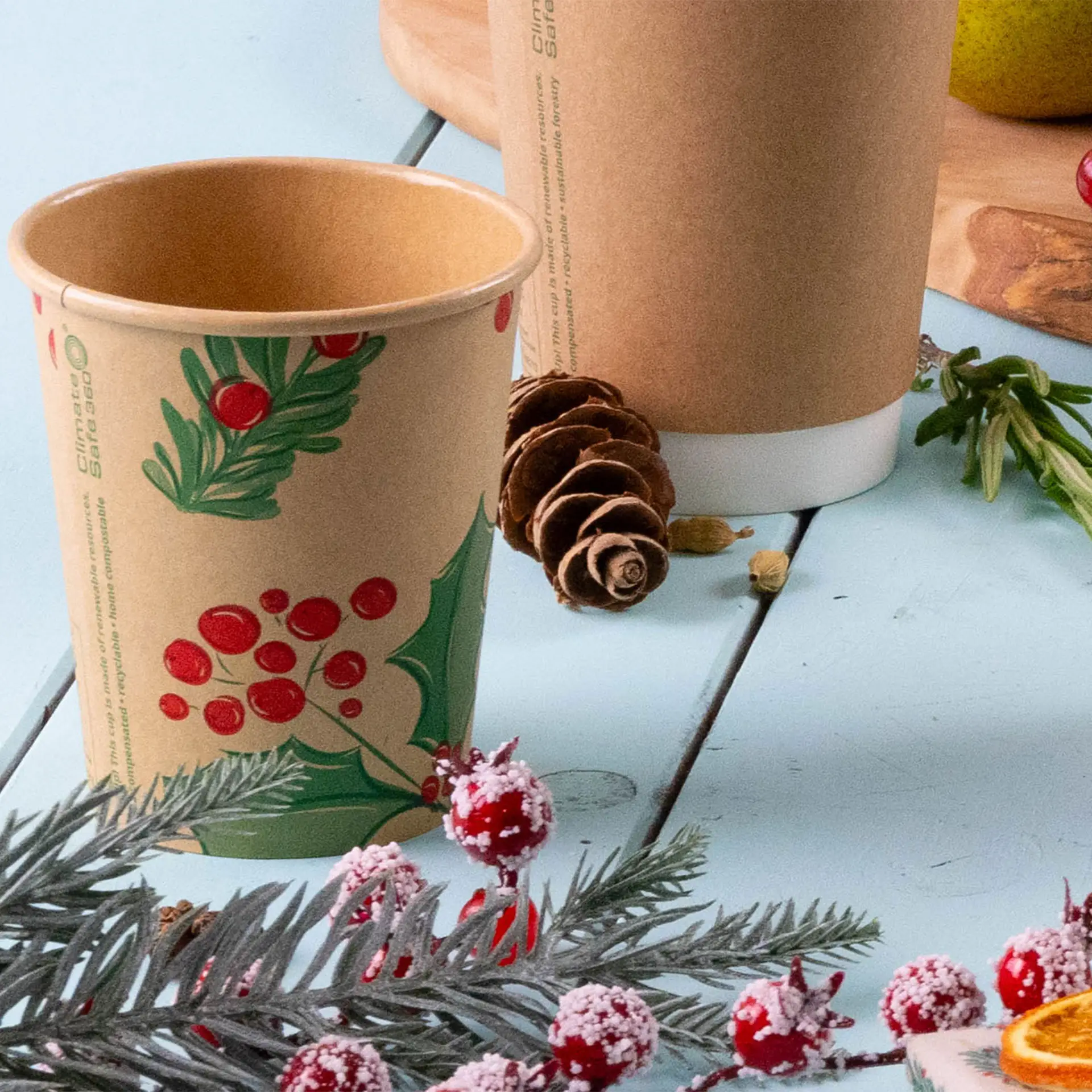 Gobelet en carton hiver non blanchi "Branches" 200 ml / 8 oz, Ø 80 mm dhd04833-pappbecher-winter-zweige-200-ml-8-oz-80-mm-ungebleicht-6