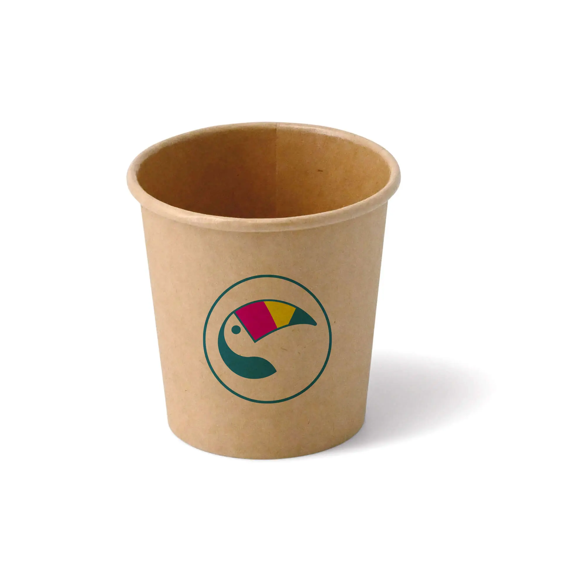 Pappbecher mit Logo (einwandig), 100 ml / 4 oz, braun, PE-beschichtet