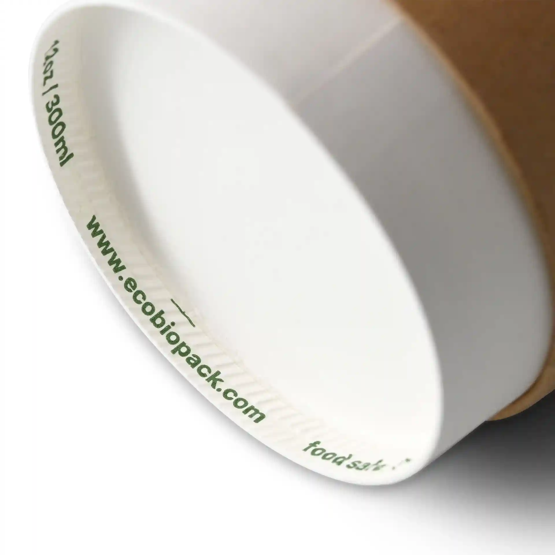 Gobelet café à emporter 300 ml / 12 oz, Ø 90 mm, double paroi, brun / intérieur blanc, revêtement PLA