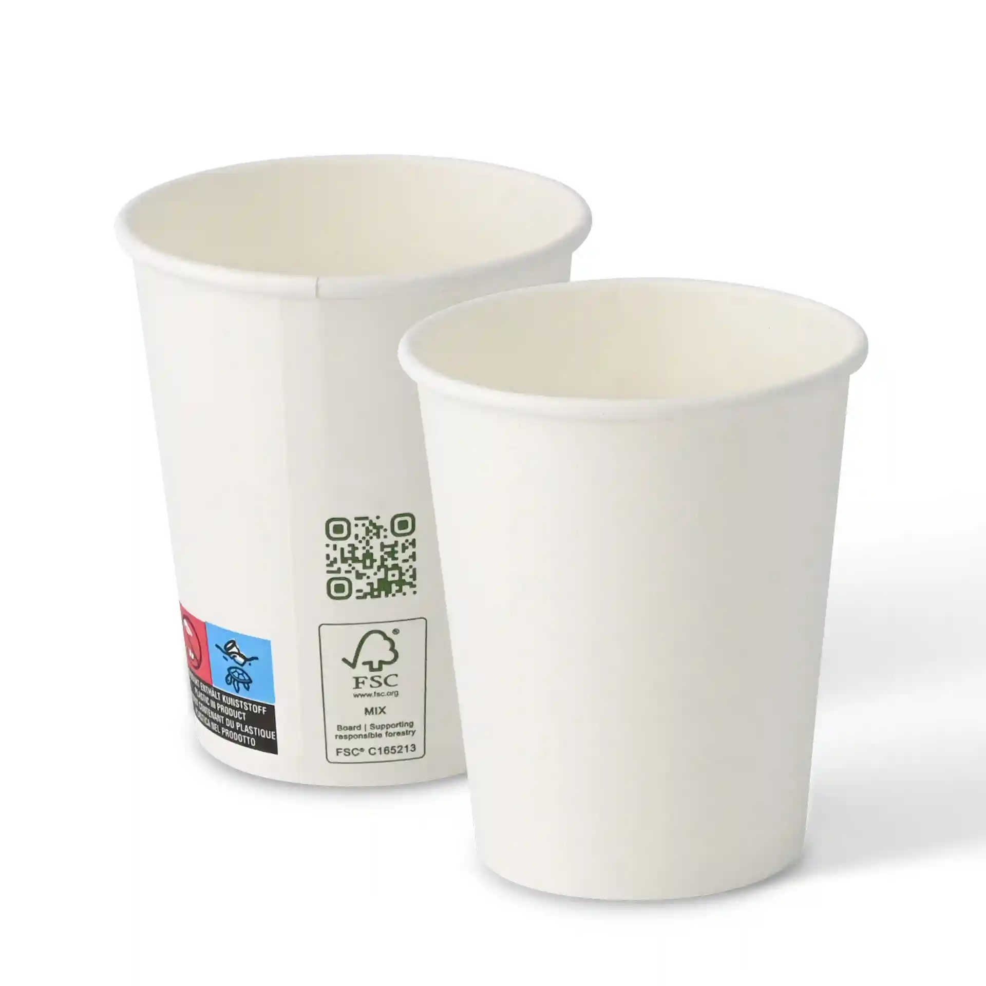Pappbecher 200 ml / 8 oz, Ø 80 mm, einwandig, weiss, PLA-beschichtet