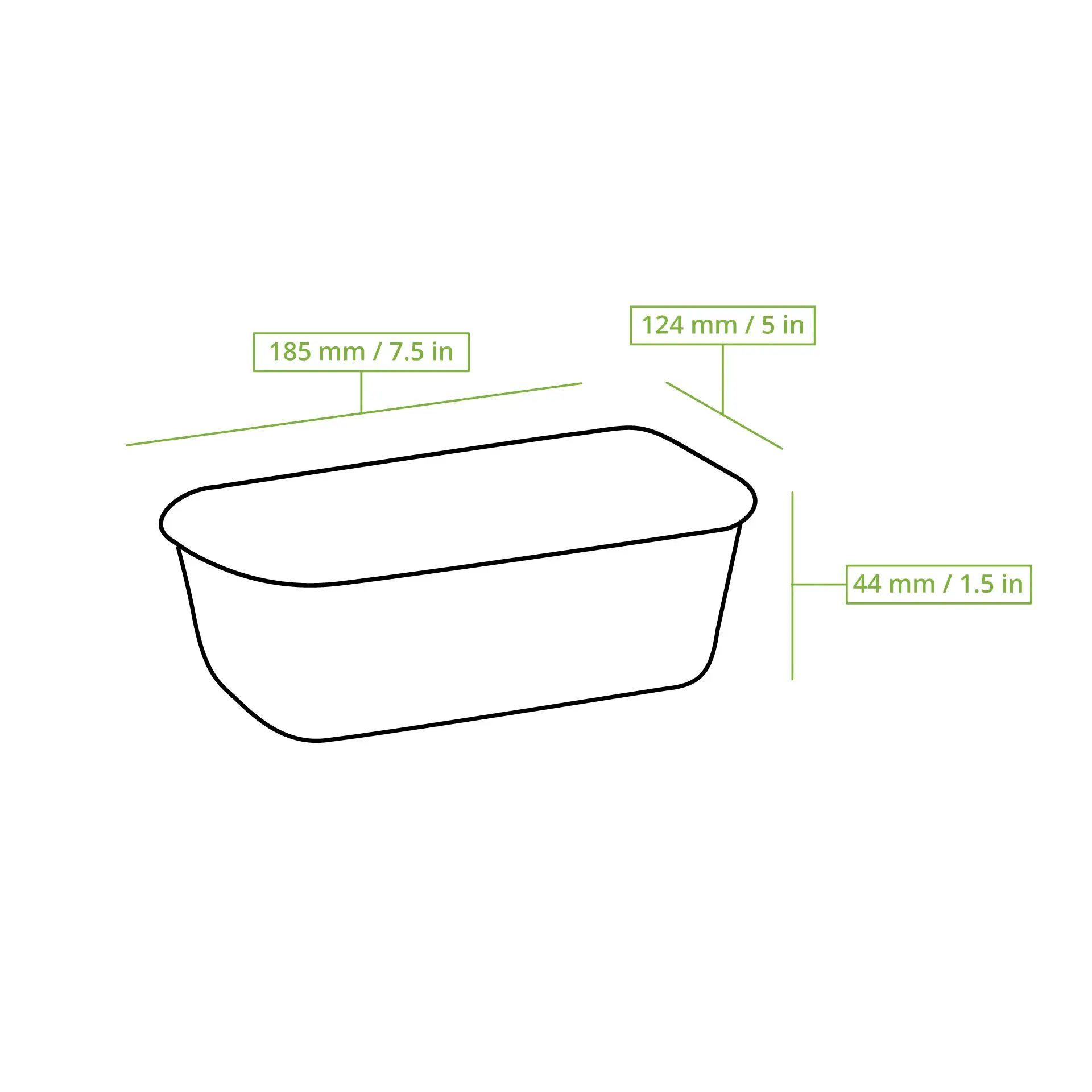 Récipient réutilisable en PP 700 ml, rectangulaire, noir