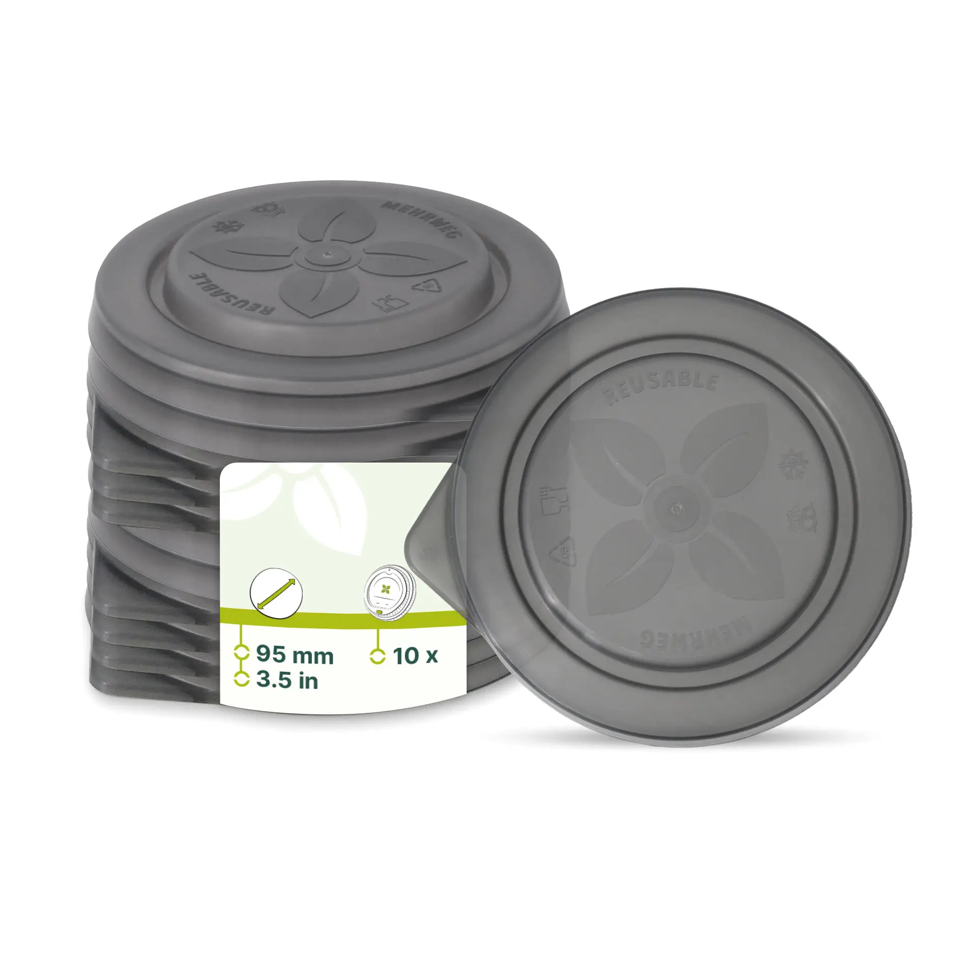 Mehrwegdeckel "merways Cup" Ø 95 mm, PP, grau Mehrwegdeckel "merways Cup" Ø 95 mm, PP, grau